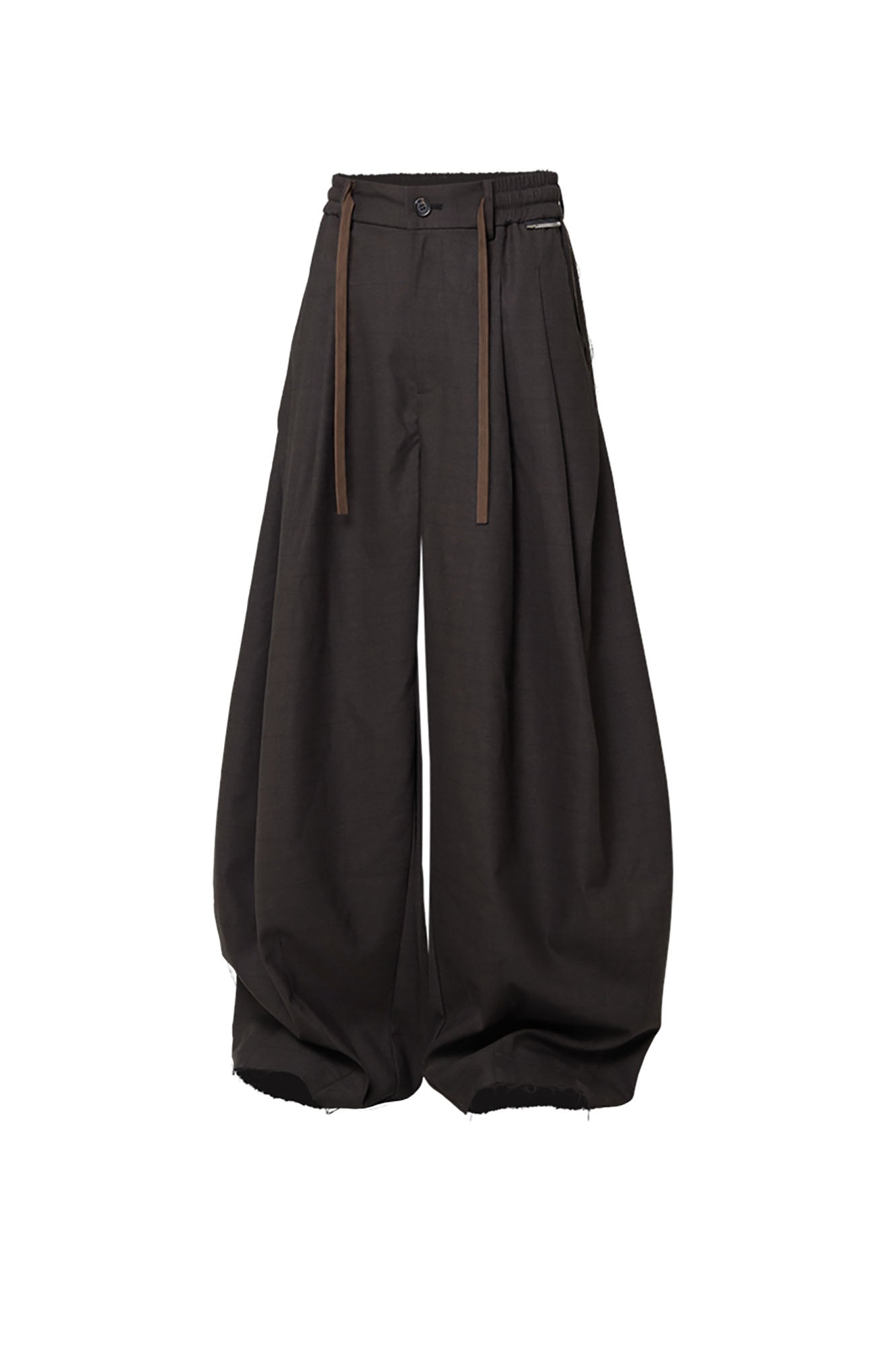 RELABEL Pleated Wide-Leg Drawstring Trousers Brown