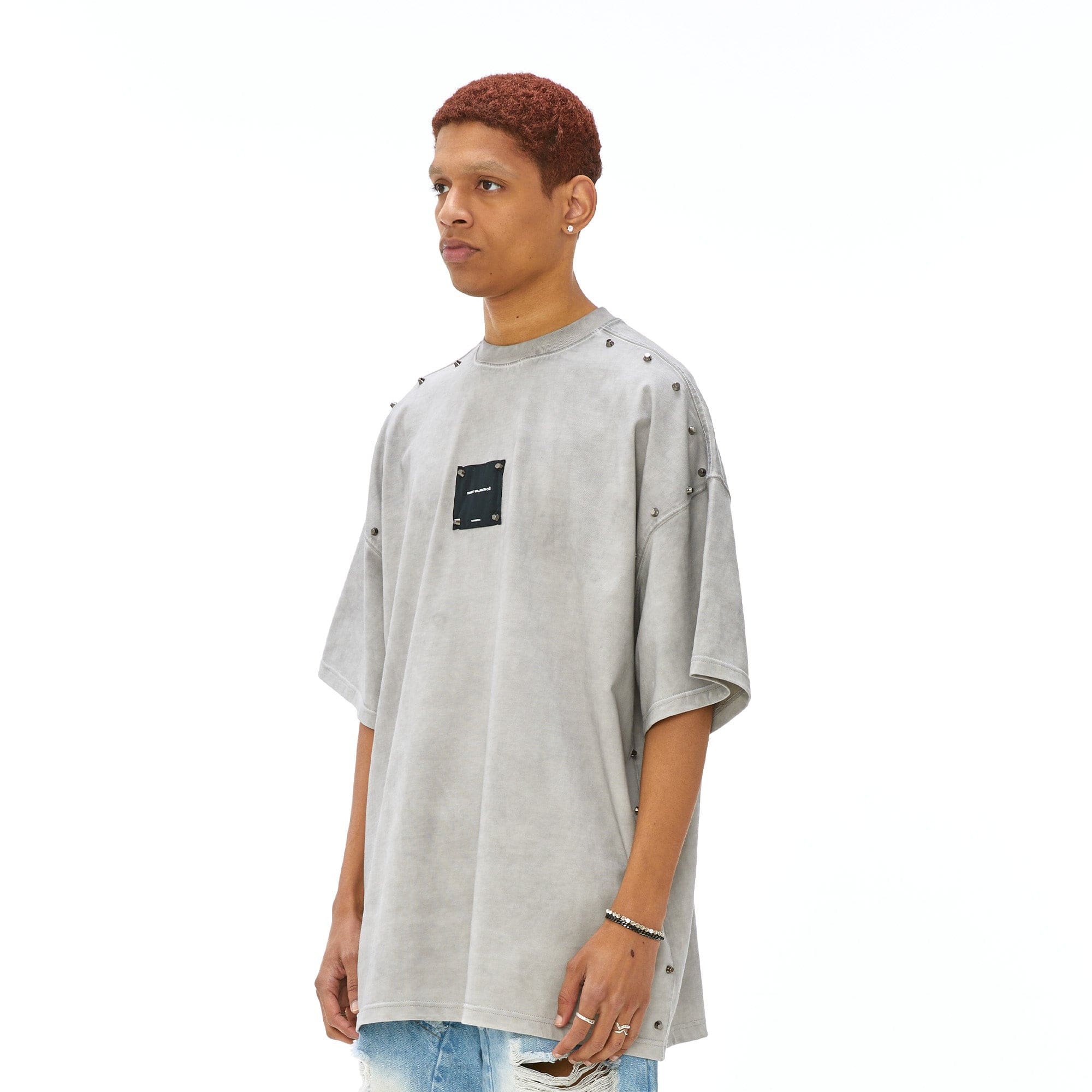 VANN VALRENCE Washed Studded Box Patch T-Shirt
