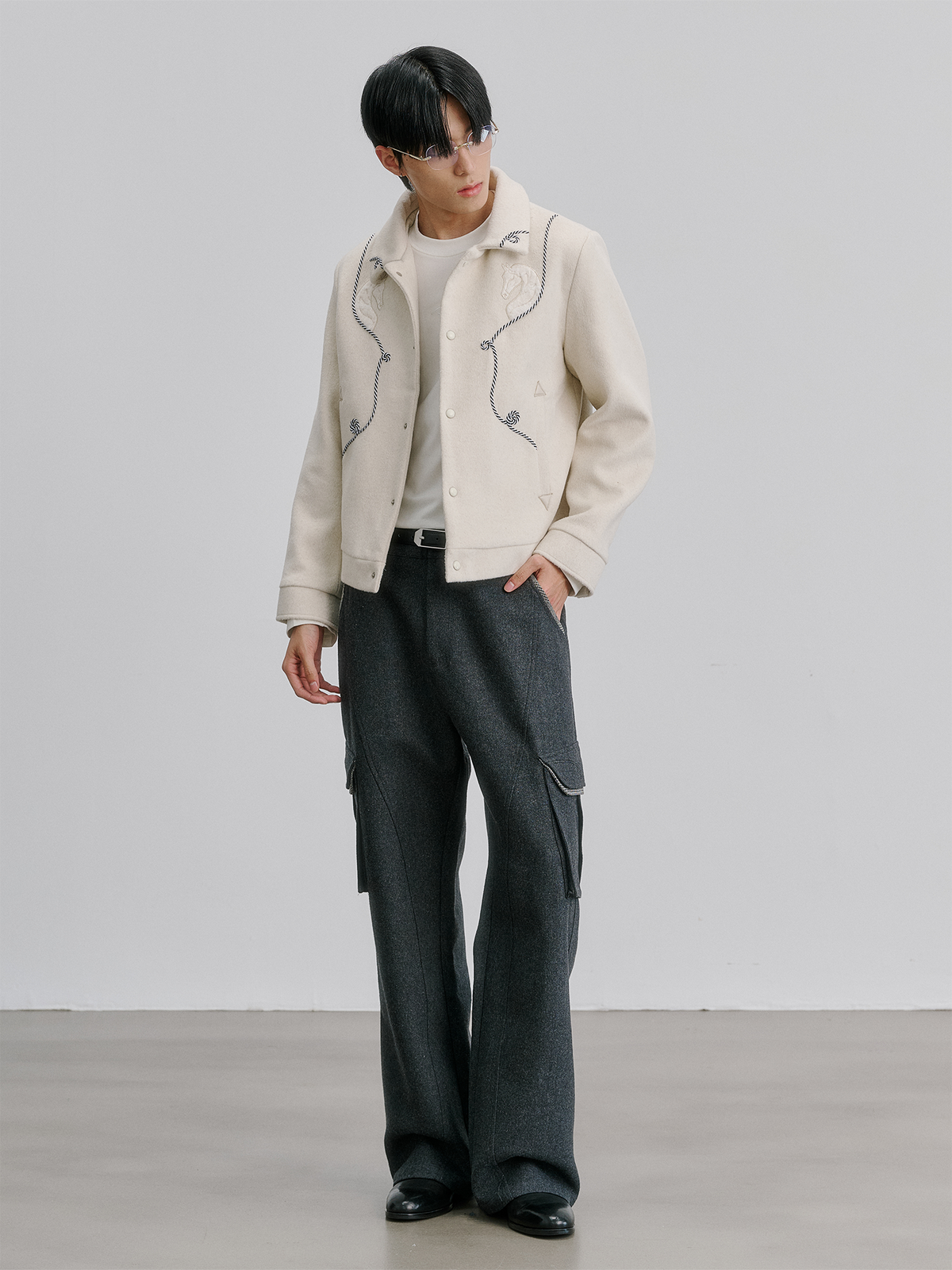 CATSSTAC Rope-Embroidered Wool-Blend Oversized Jacket