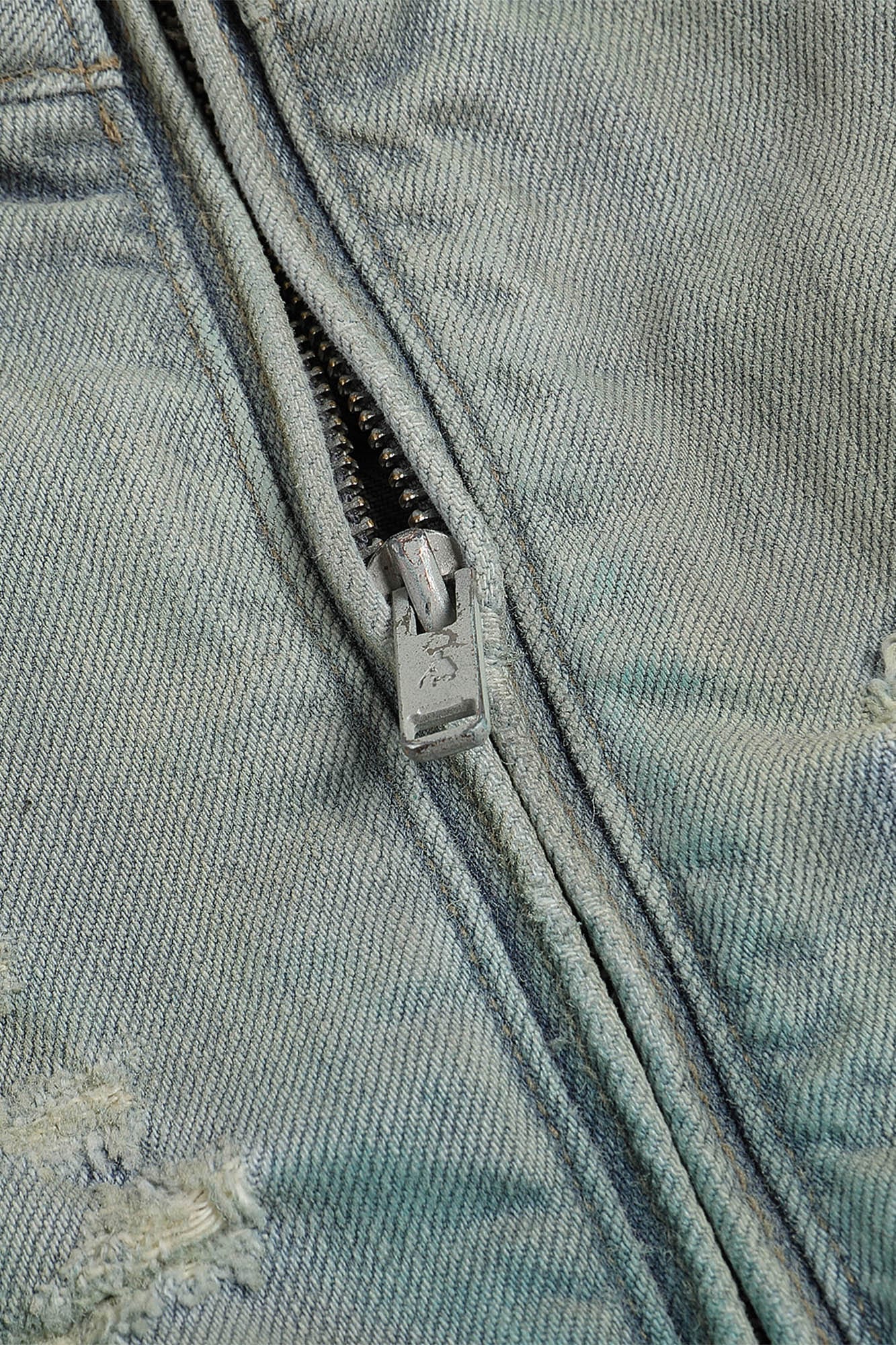 FACEONLAB Distressed Tie-Dye Ripped Biker Denim Jacket Blue, premium urban and streetwear designers apparel on PROJECTISR.com, FACEONLAB