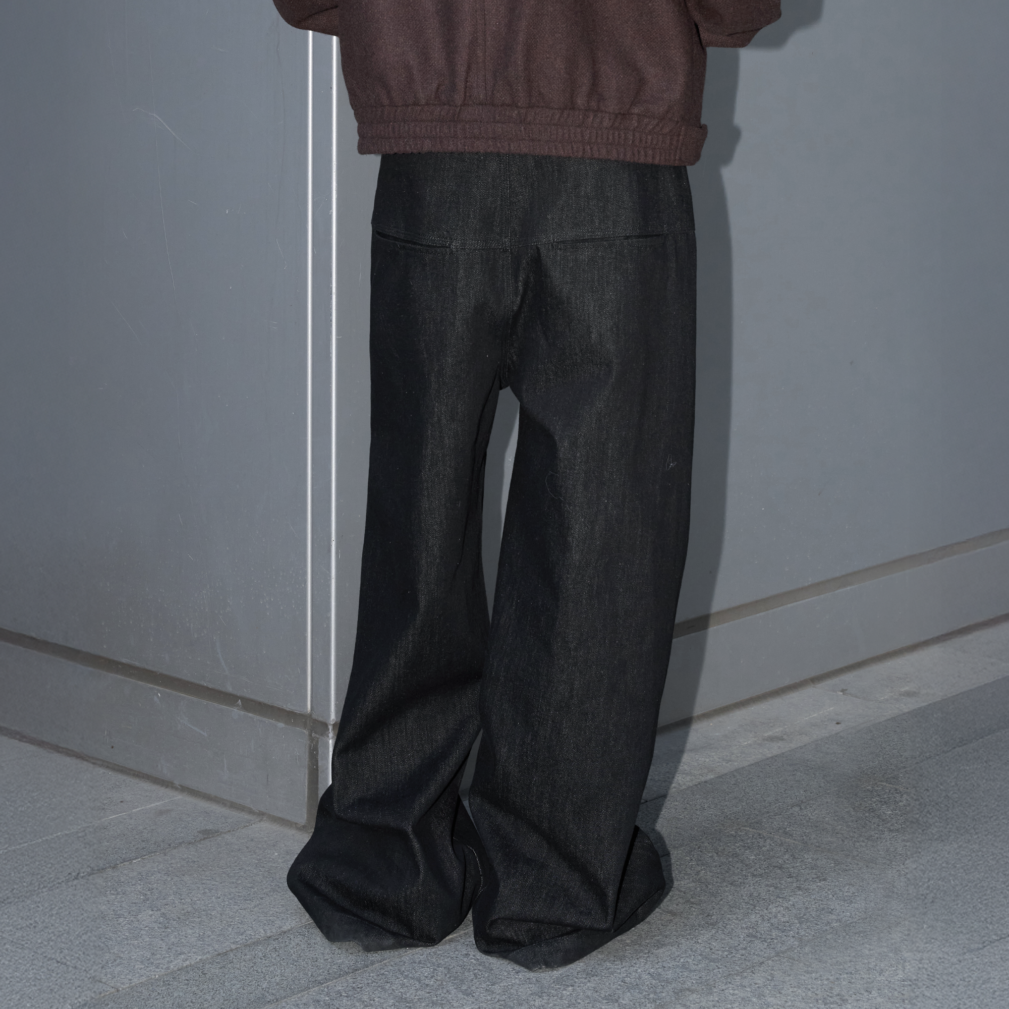 LABELROOM Washed Wide-Leg Raw Denim Pants, premium urban and streetwear designers apparel on PROJECTISR.com, LABELROOM