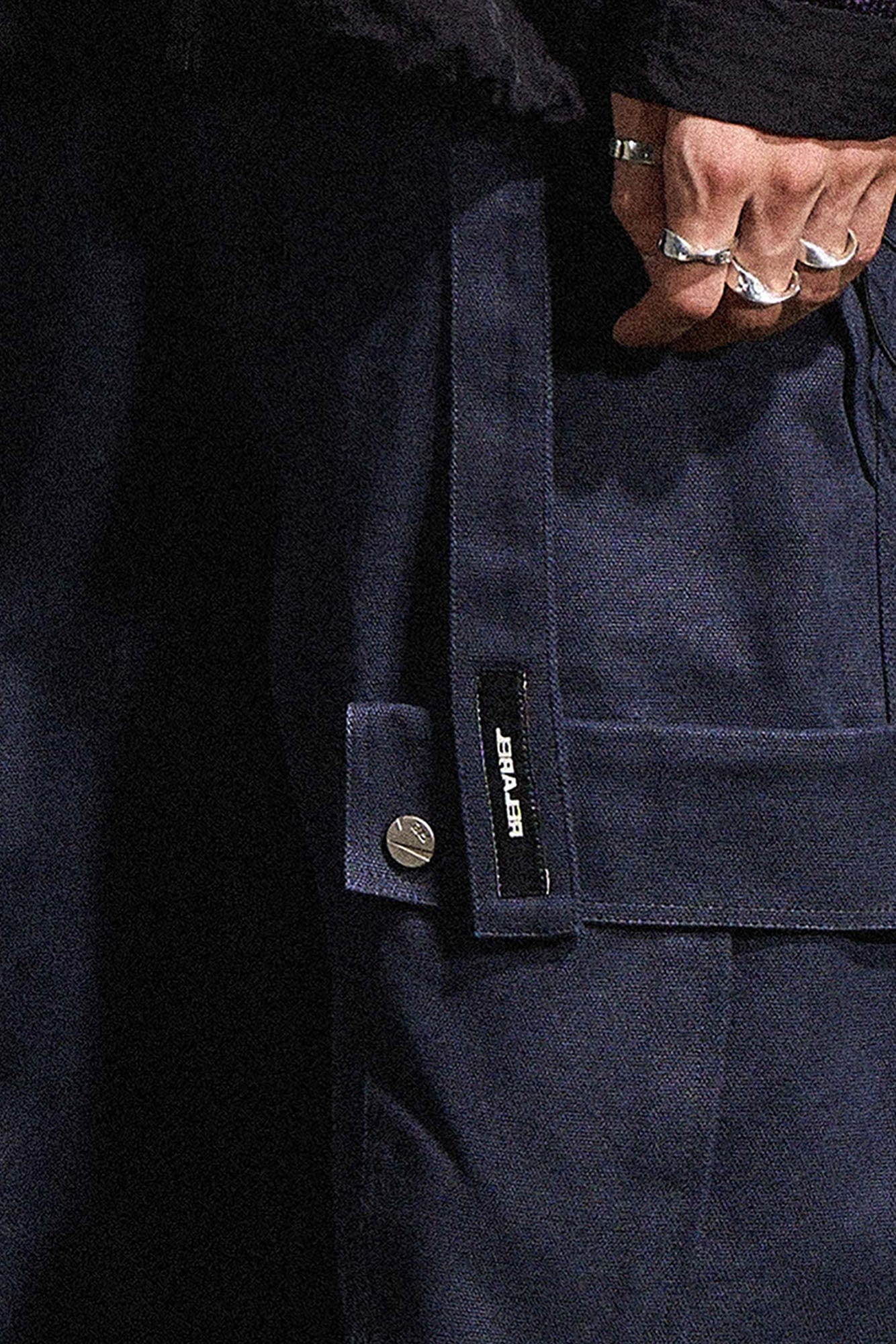 RELABEL Multi-Pocket Oversized Workwear Cargo Pants Dark Gray, premium urban and streetwear designers apparel on PROJECTISR.com, RELABEL