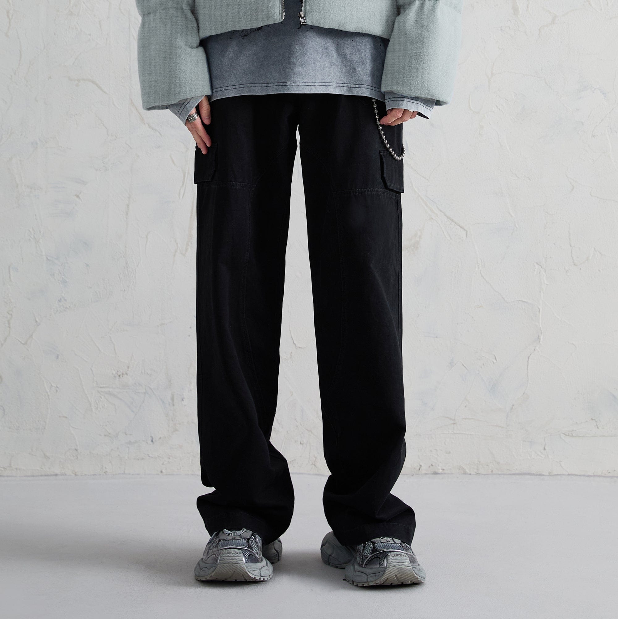 ORGANIC EMOTION Deconstructed Layered-pocket Button Pants, premium urban and streetwear designers apparel on PROJECTISR.com, ORGANIC EMOTION