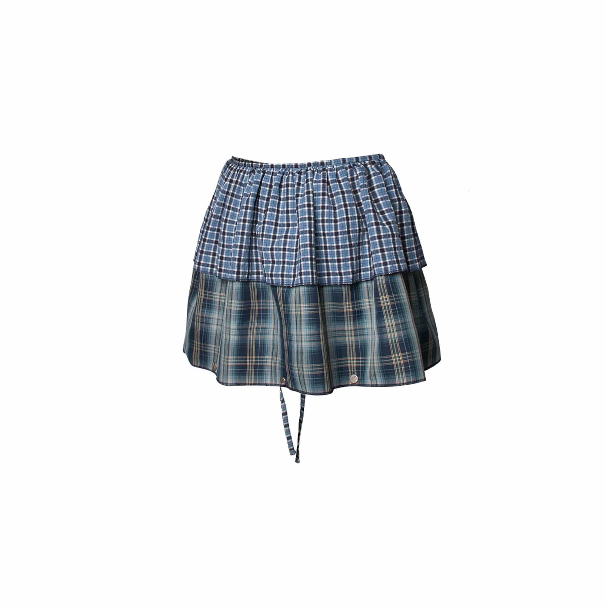 RELABEL Multi-Wear Plaid Layered Draped Skirt, premium urban and streetwear designers apparel on PROJECTISR.com, RELABEL
