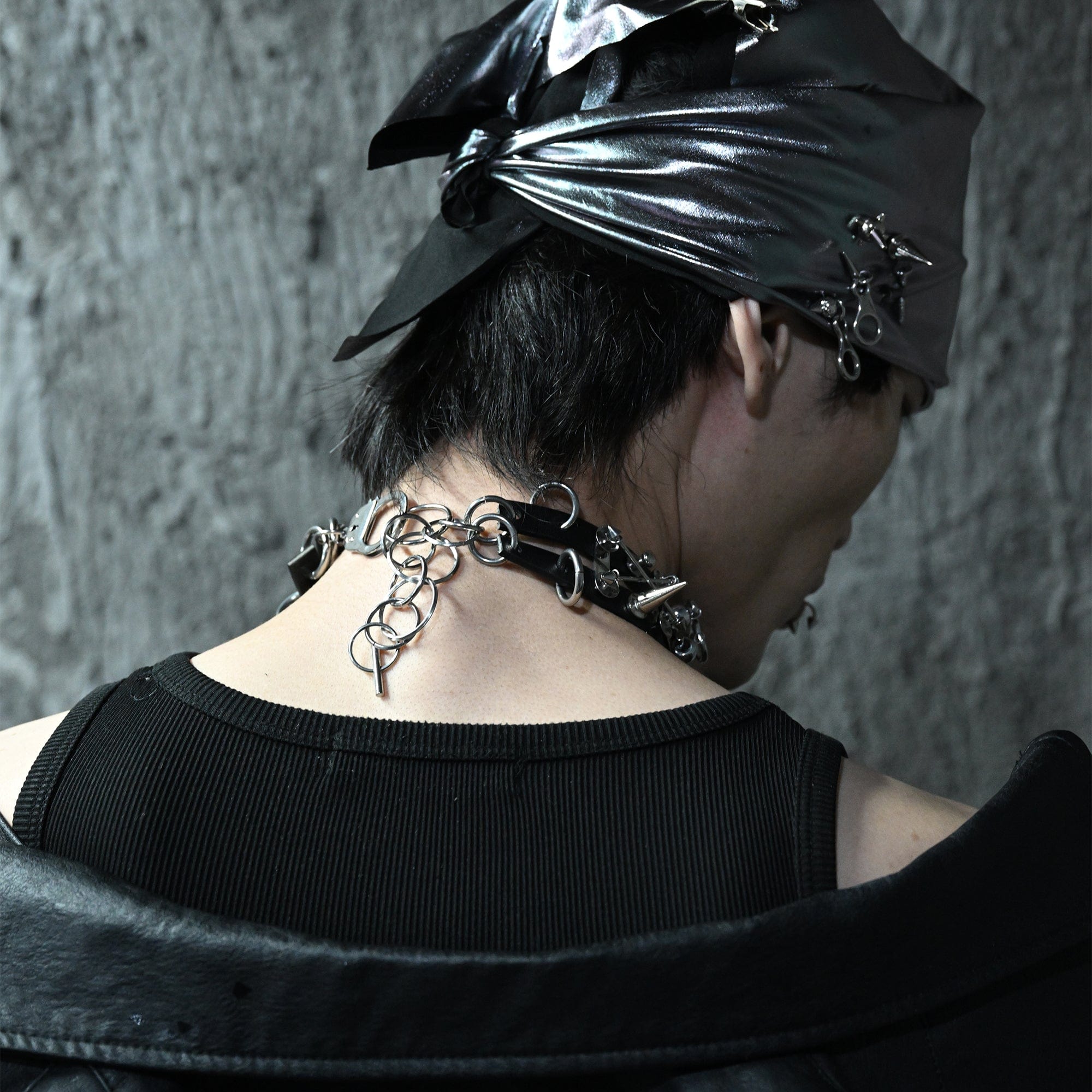 ILLUSORY Modern Hunter Rivet PU Choker, premium urban and streetwear designers apparel on PROJECTISR.com, ILLUSORY