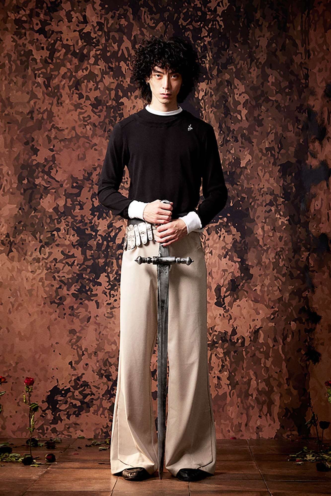 IN EXISTENCE Layered Asymmetrical Neck Embroidered Long-Sleeve Tee, premium urban and streetwear designers apparel on PROJECTISR.com, IN EXISTENCE