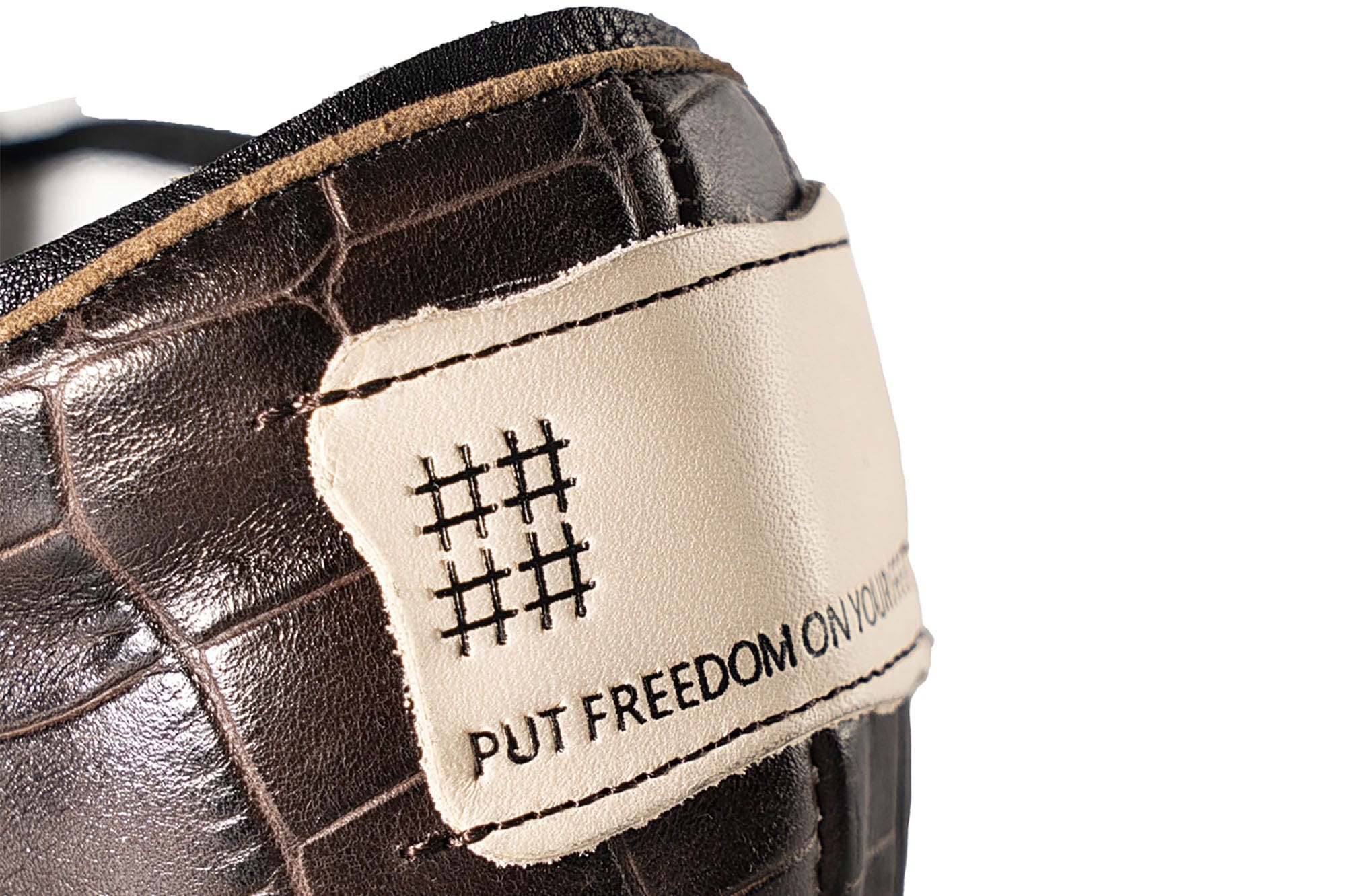 REWRITE Croc-Embossed Strap Loafers Brown, premium urban and streetwear designers apparel on PROJECTISR.com, REWRITE