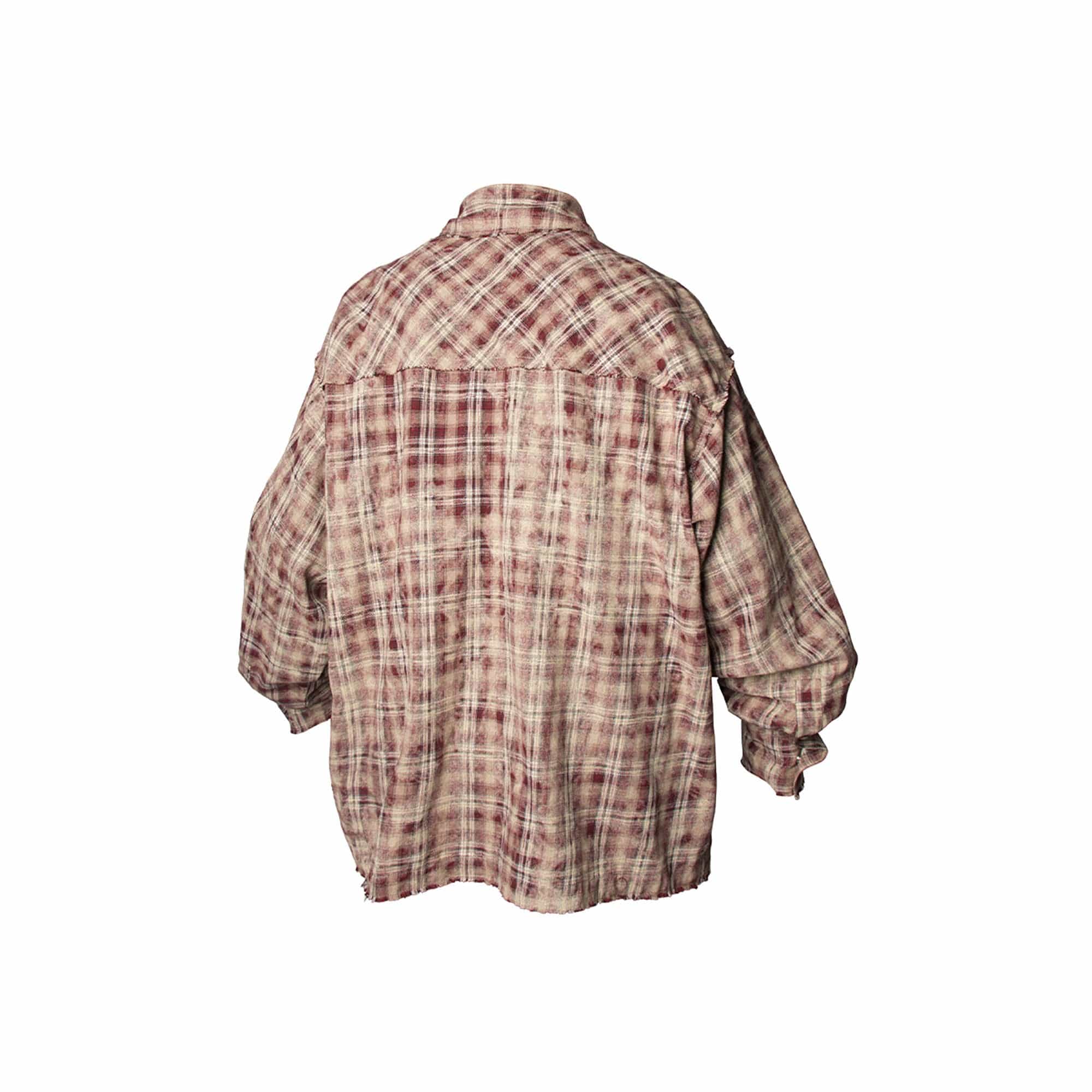 RELABEL Tie-dye Plaid Dual Closure Frayed Shirt, premium urban and streetwear designers apparel on PROJECTISR.com, RELABEL