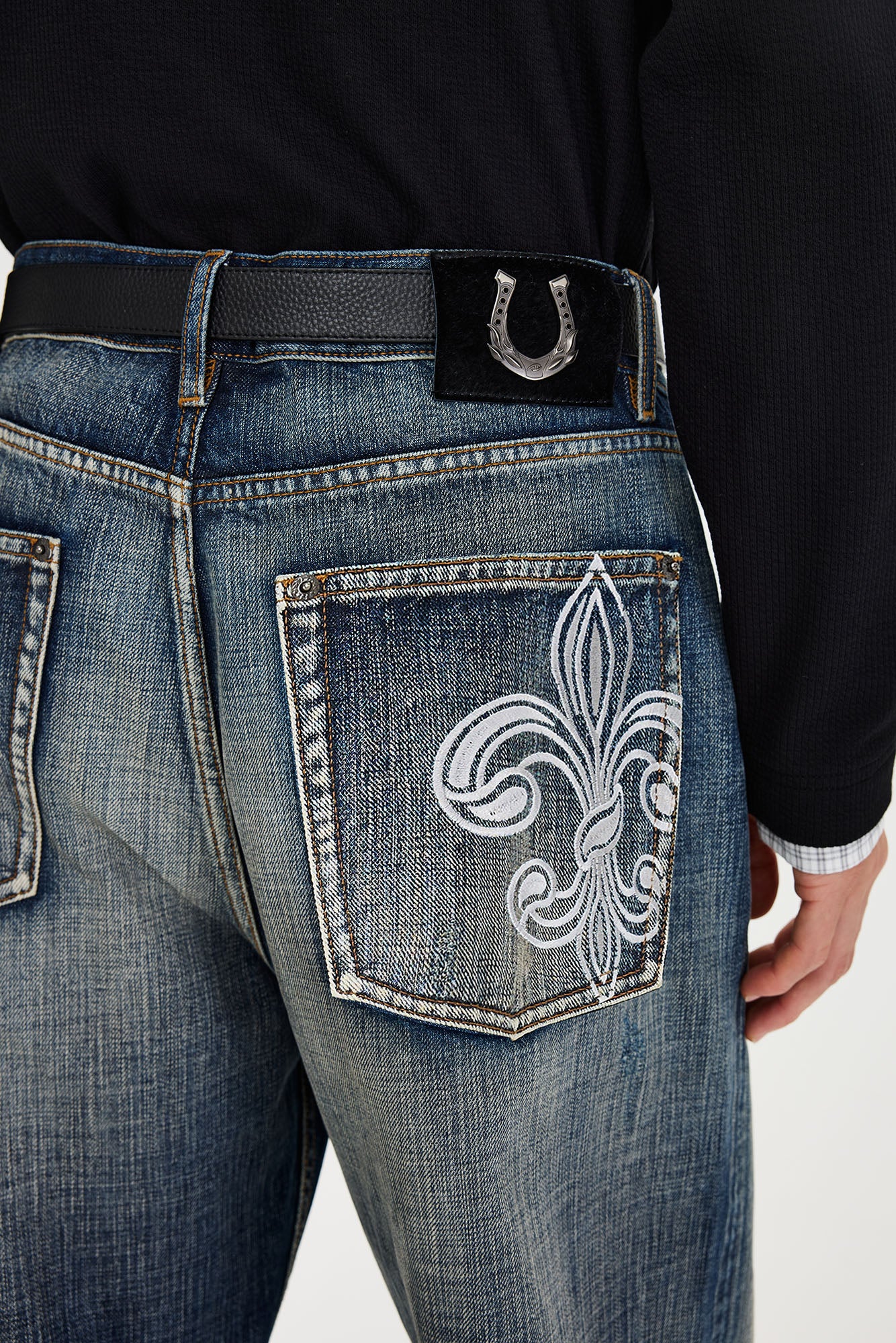 CATSSTAC Floral Embroidered Washed Straight-Leg Jeans, premium urban and streetwear designers apparel on PROJECTISR.com, CATSSTAC