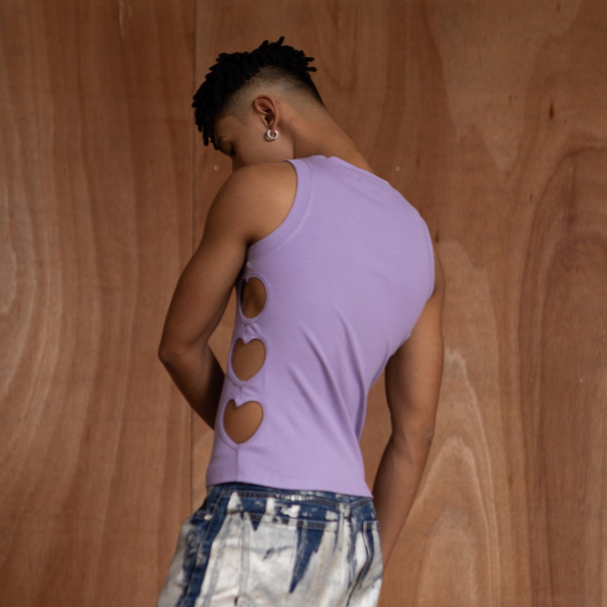 CLP Metallic Heart Slim Hollowed Tank Top Purple, premium urban and streetwear designers apparel on PROJECTISR.com, CLP