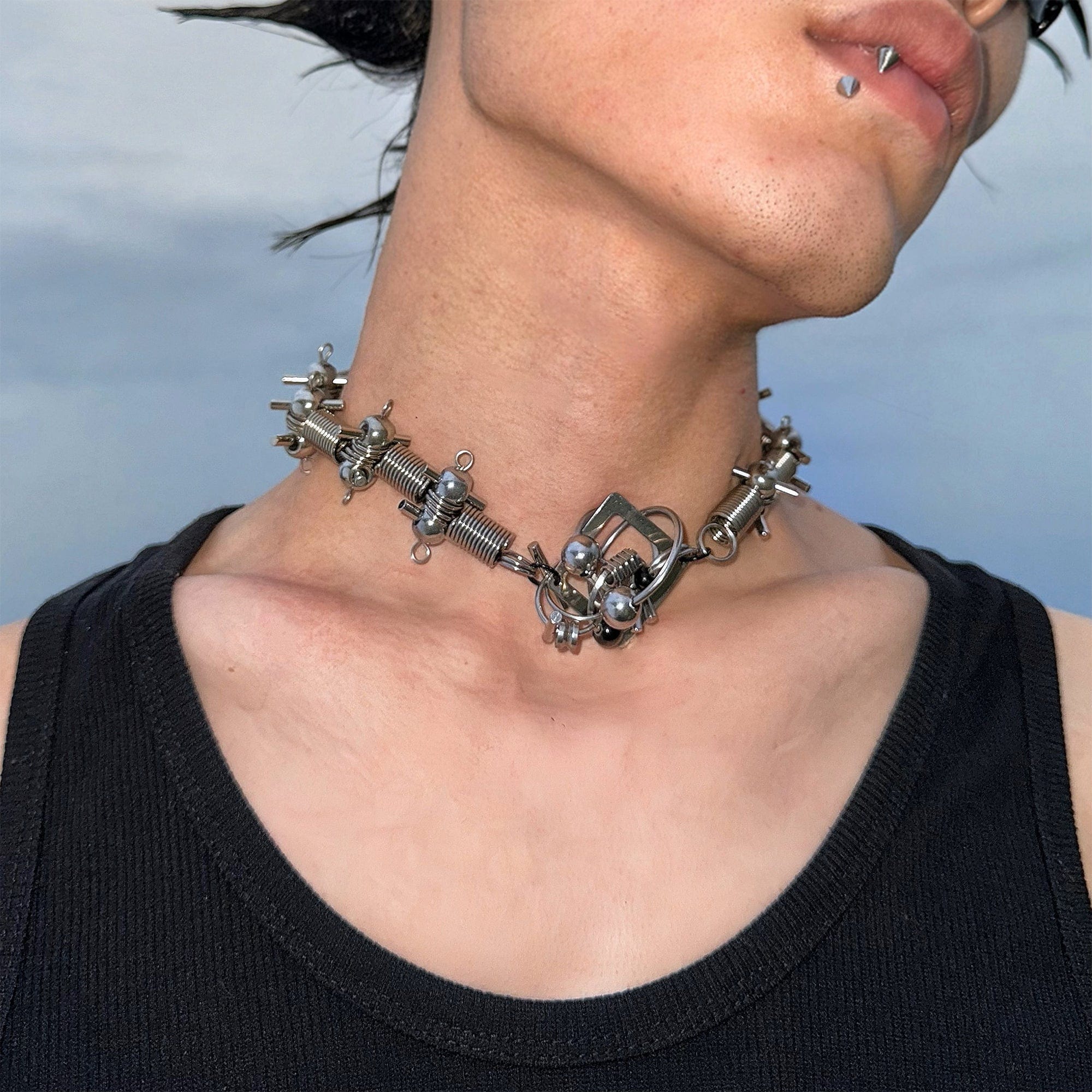ILLUSORY Ex Machina Mechanical Rivet Necklace, premium urban and streetwear designers apparel on PROJECTISR.com, ILLUSORY