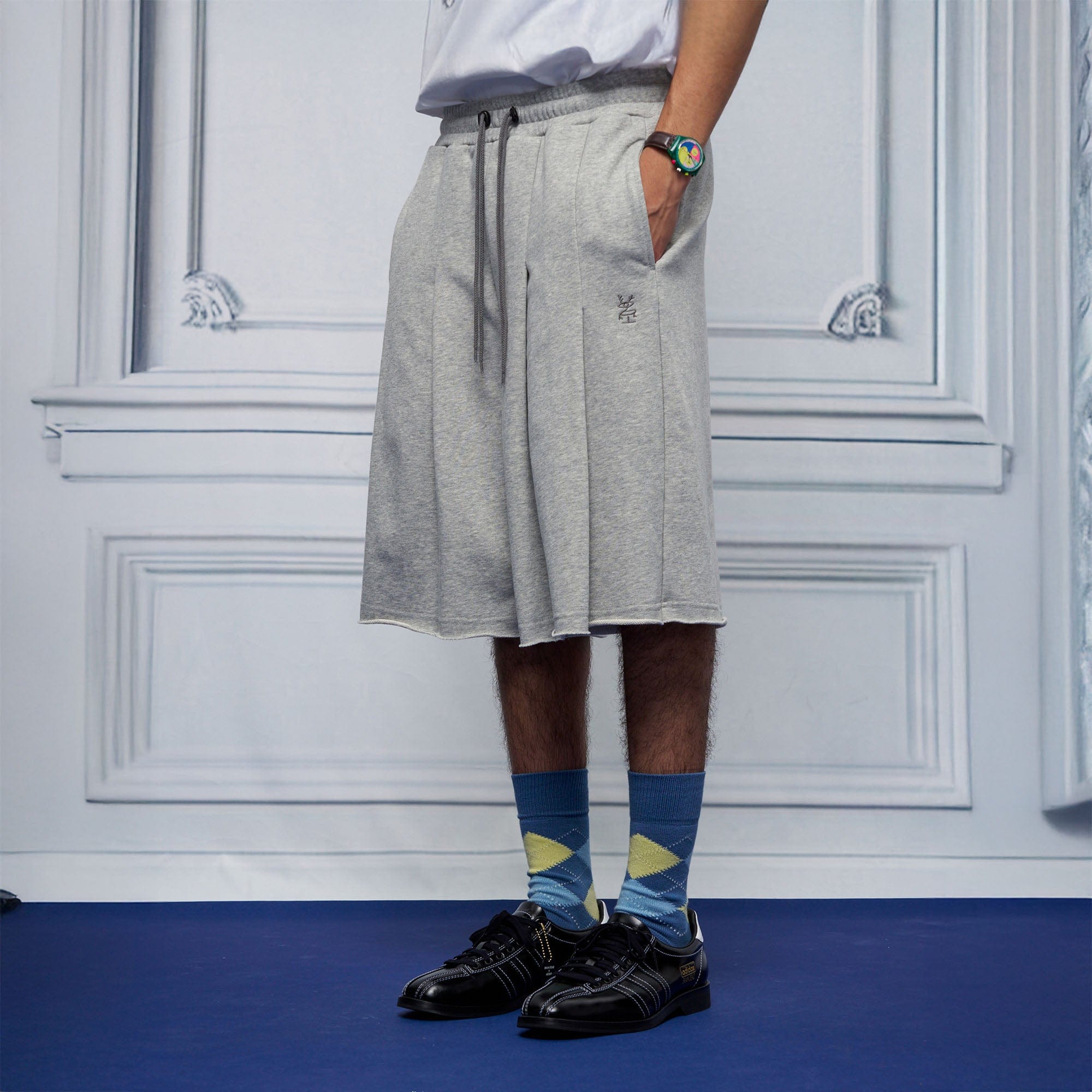 UNLIMITED MOTE Multi-Pleated Drawstring Raw-Hem Shorts, premium urban and streetwear designers apparel on PROJECTISR.com, UNLIMITED MOTE