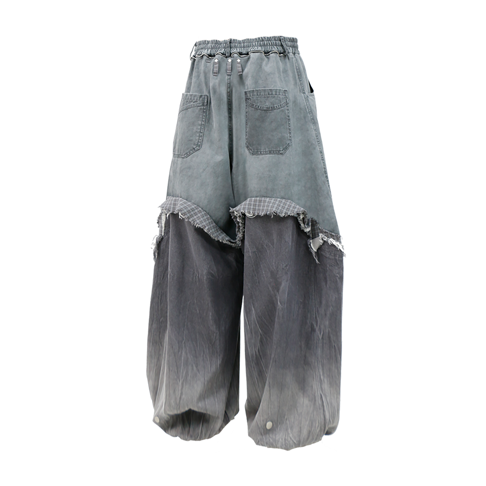 RELABEL Gradient Wash Denim Panel Balloon Pants Gray