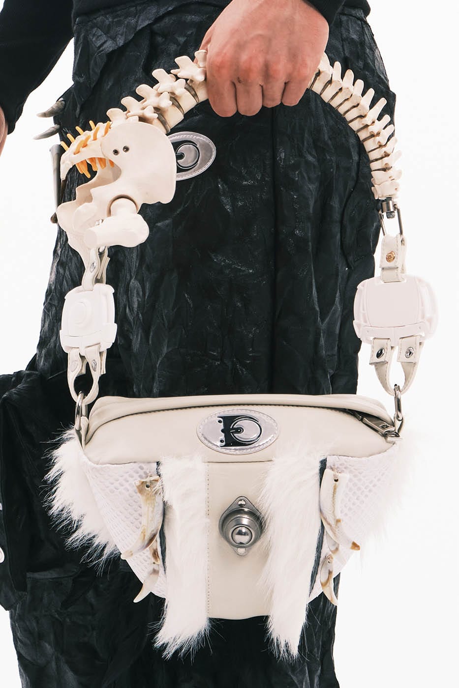 EMBRYO Skeleton Faux Fur Handbag, premium urban and streetwear designers apparel on PROJECTISR.com, EMBRYO