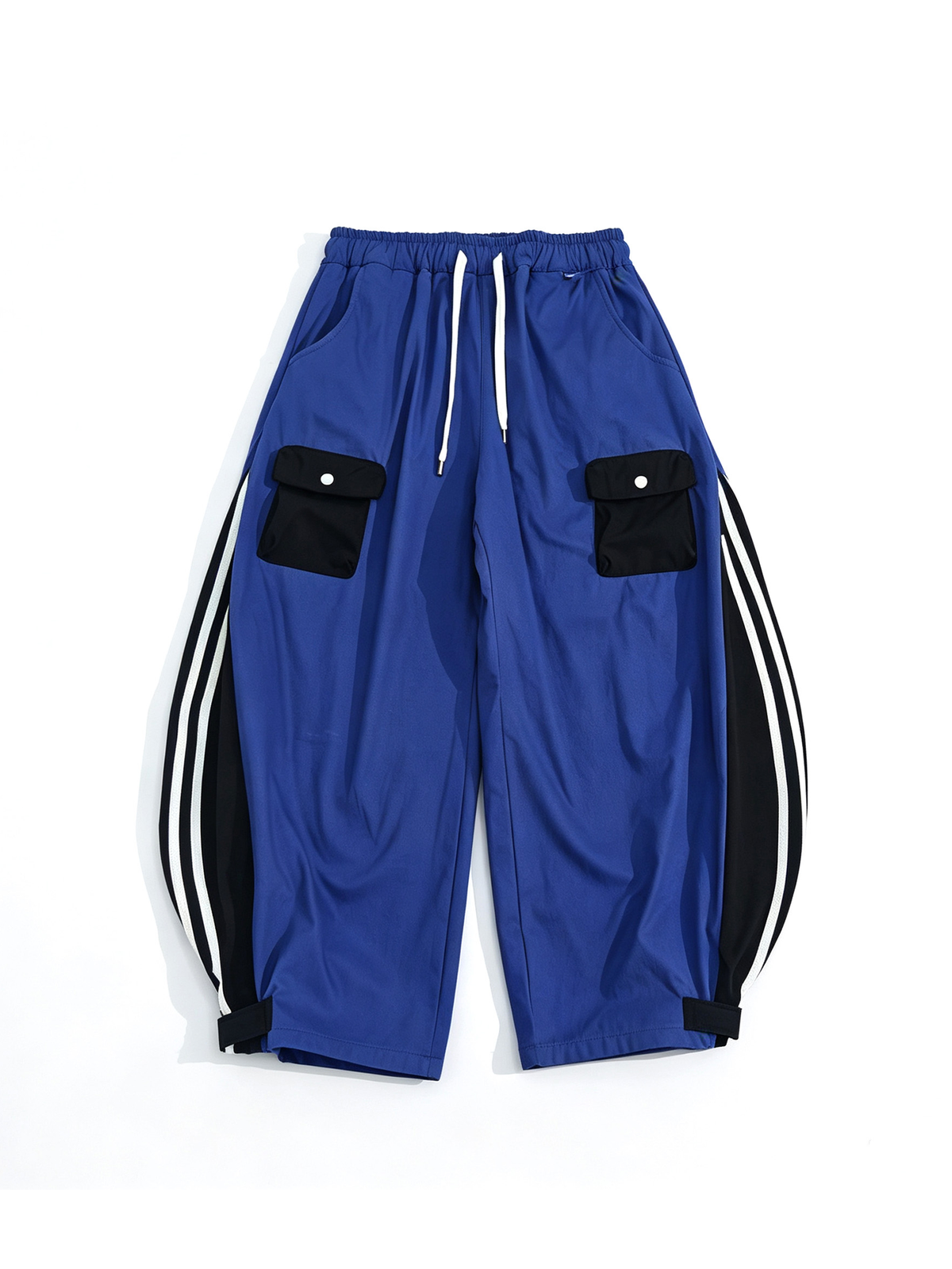 UUCSCC Striped Spliced Wide-Leg Drawstring Track Pants