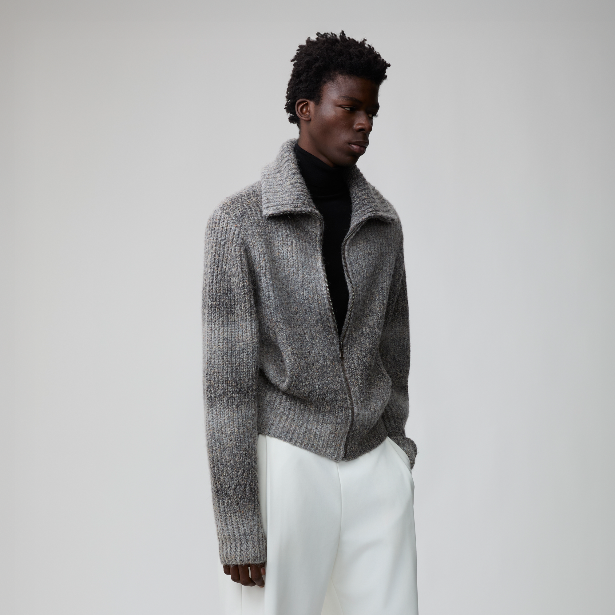 OPICLOTH Gradient Oversized Knit Zip-Up Cardigan, premium urban and streetwear designers apparel on PROJECTISR.com, OPICLOTH