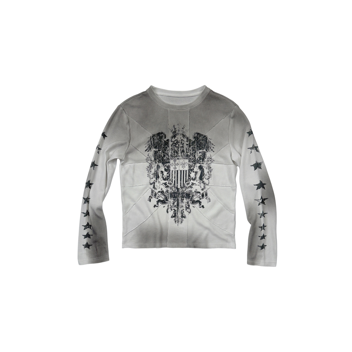 SAXGENWON Washed Graphic Frayed Long-Sleeve Tee