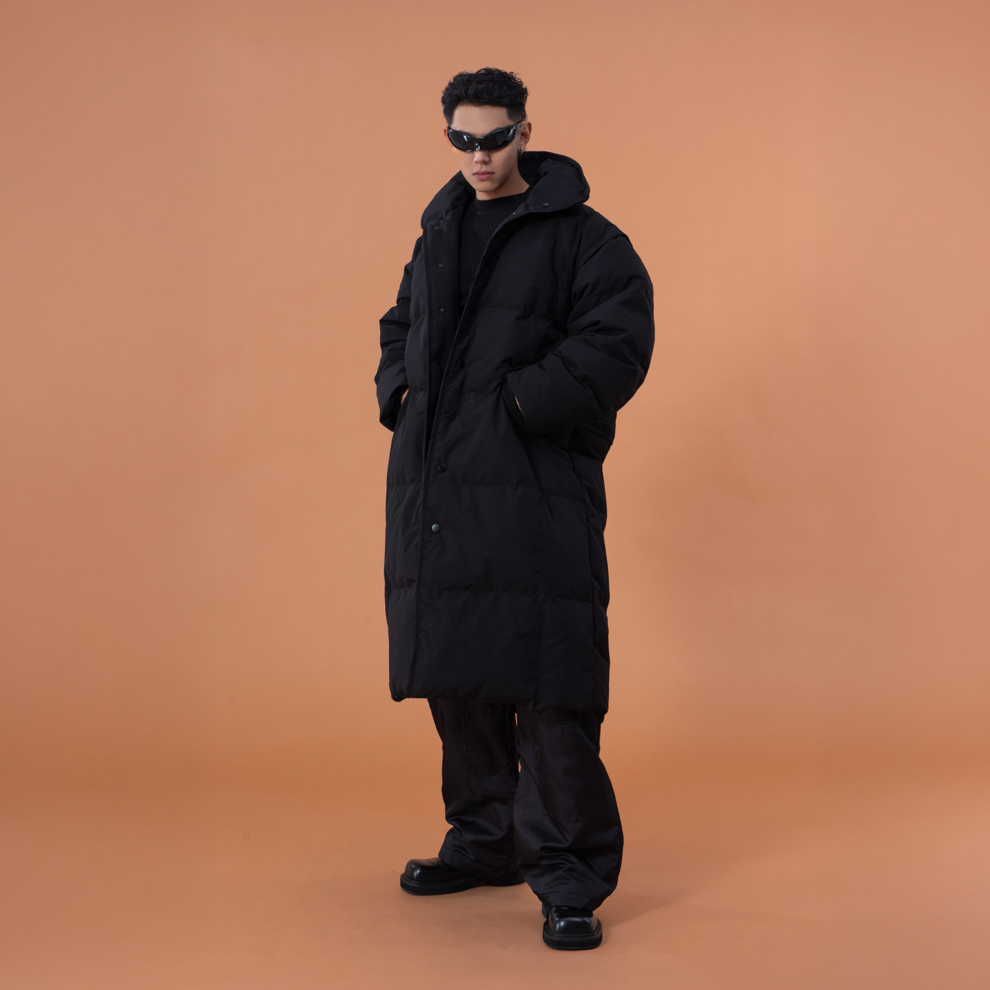 CLP High-Neck Longline Puffer Down Coat