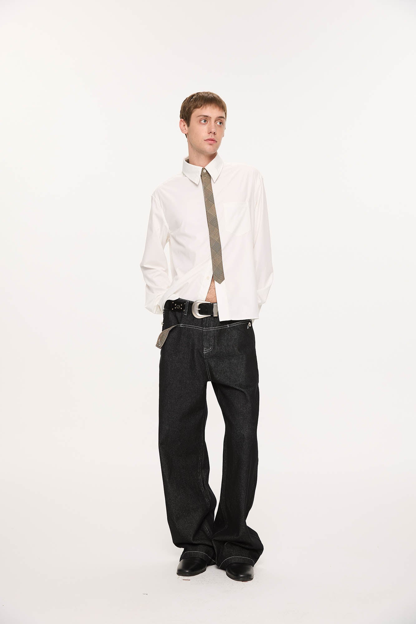 KREATE Panel Flap Plaid Pocket Jeans, premium urban and streetwear designers apparel on PROJECTISR.com, KREATE