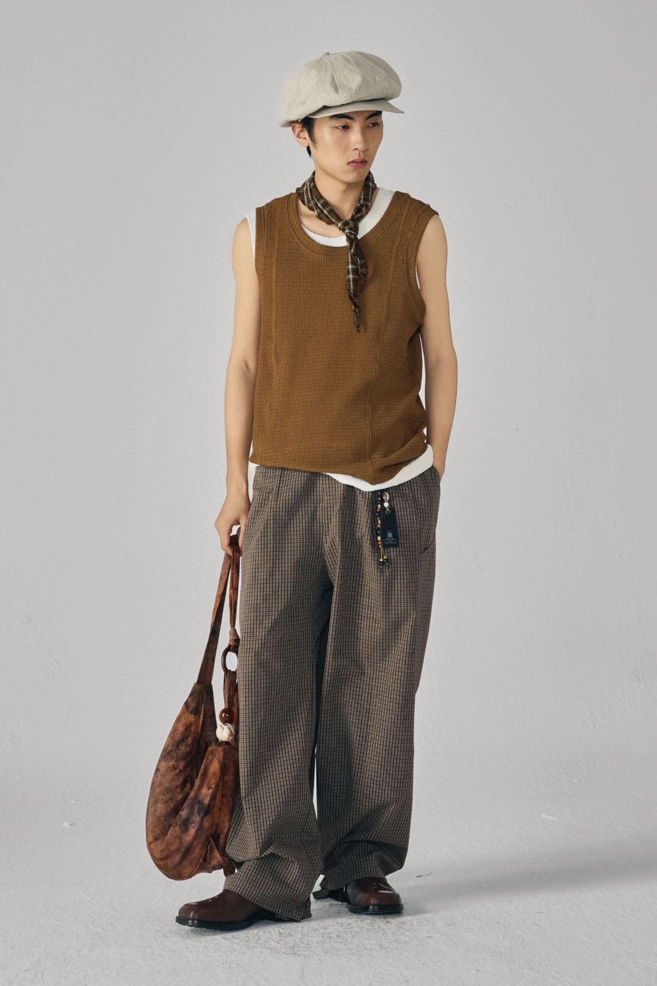 GONGHE REPUB Retro Paid Spliced Wide-Leg Pants, premium urban and streetwear designers apparel on PROJECTISR.com, GONGHE REPUB