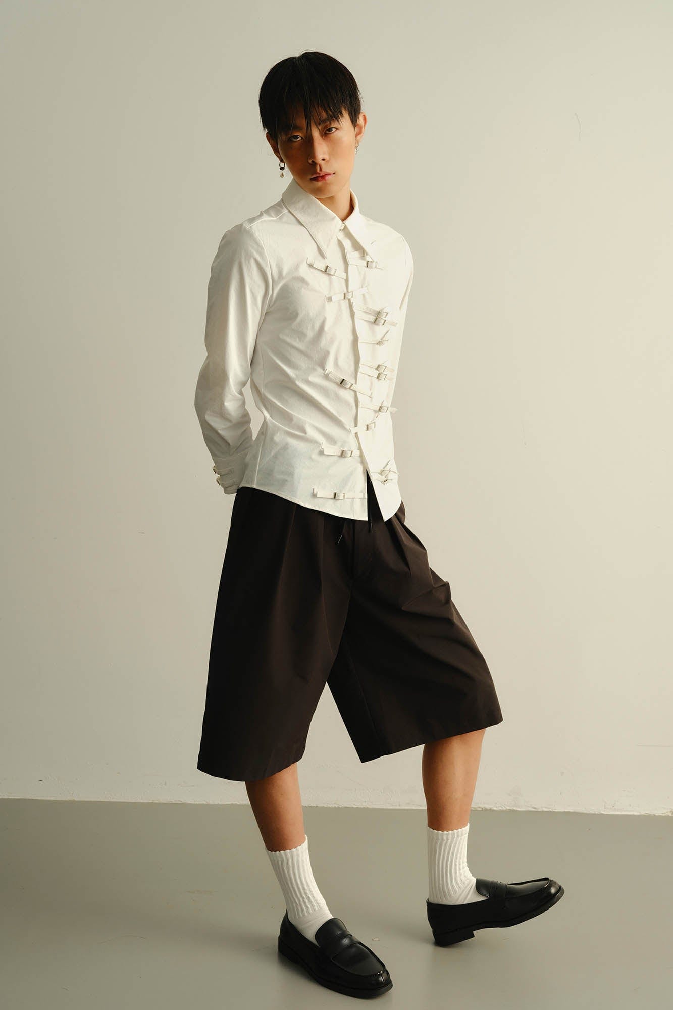 KADAKADA Asymmetrical Multi-Buckle Tailored Fit Shirt, premium urban and streetwear designers apparel on PROJECTISR.com, KADAKADA