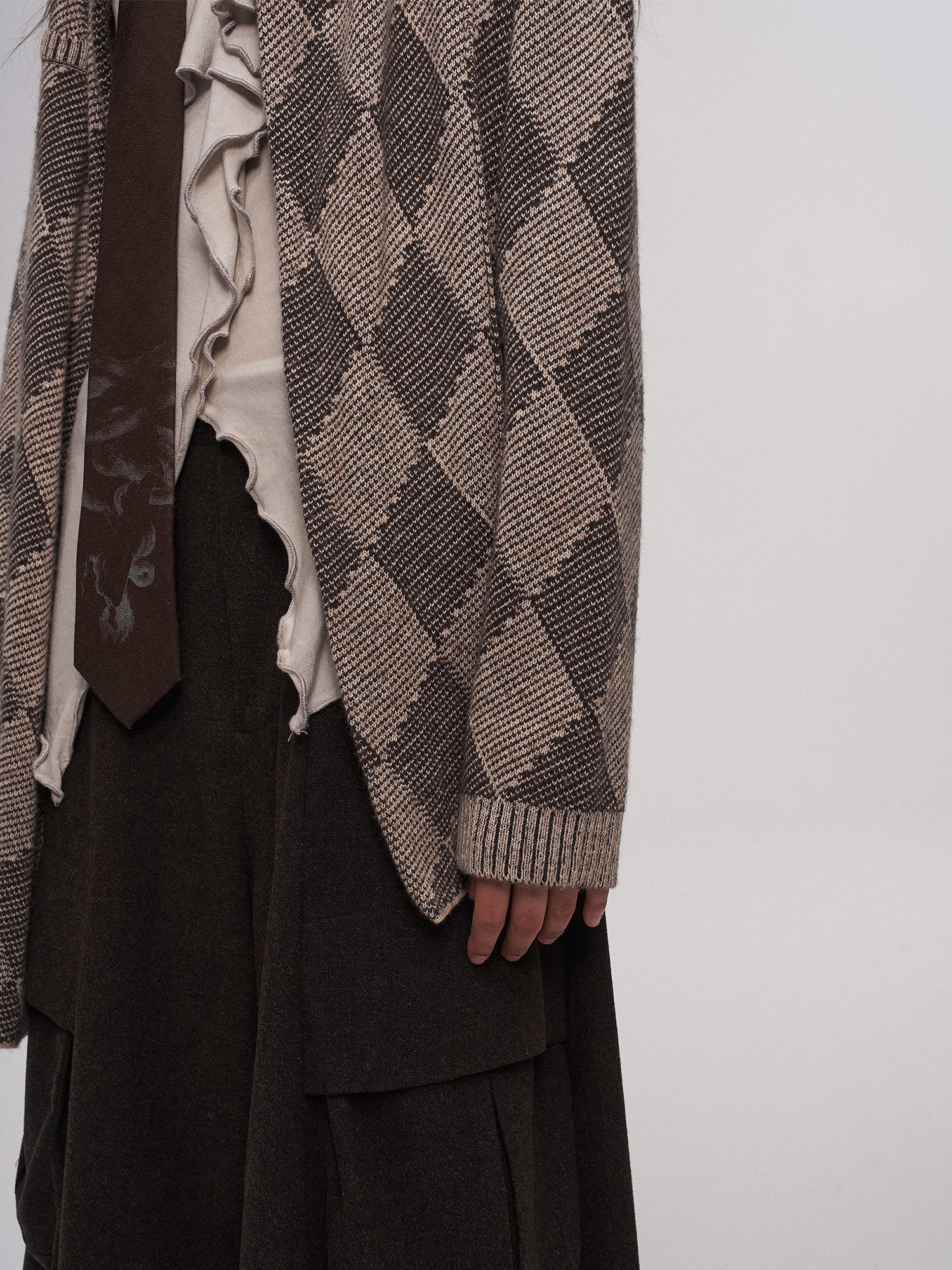 ILNya Nieternite Nifutur Wool-Blend Argyle Jacquard Cardigan Brown