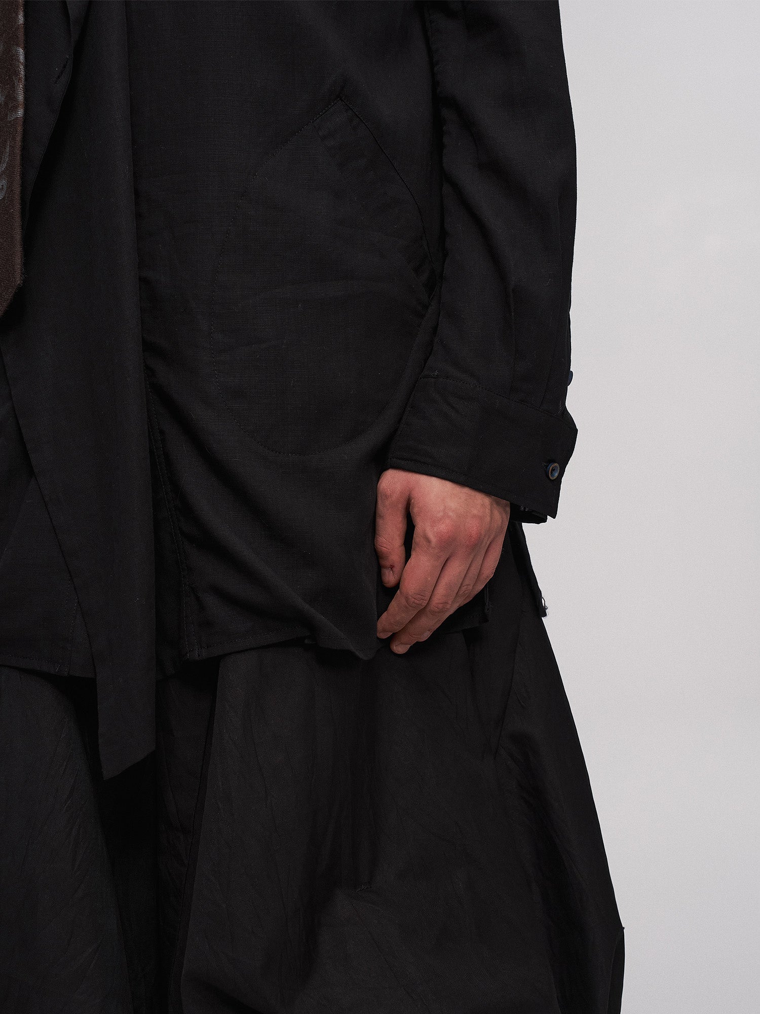 ILNya Nieternite Nifutur Asym Layered Wrap-Collar Shirt Coat Black