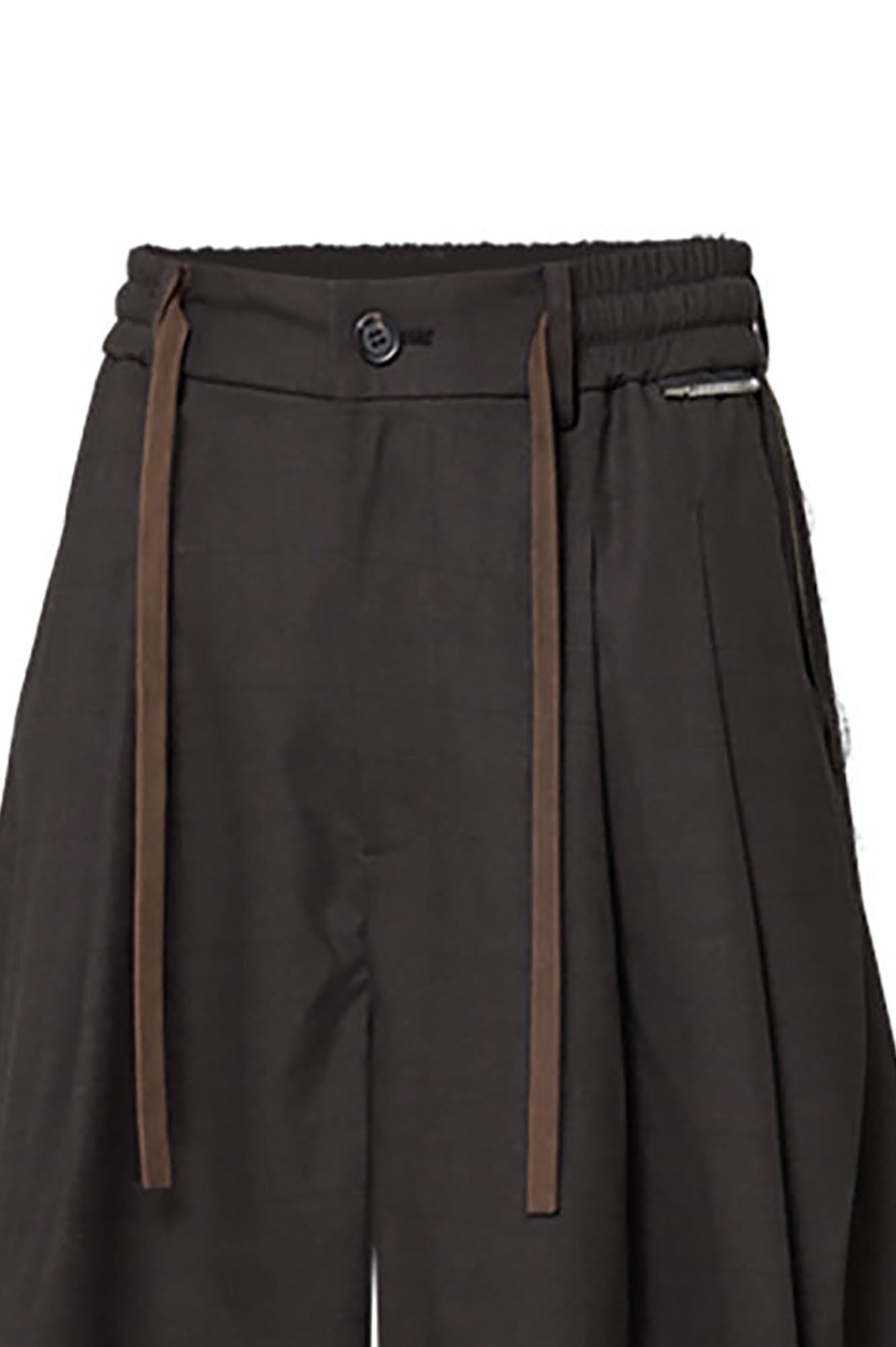 RELABEL Pleated Wide-Leg Drawstring Trousers Brown