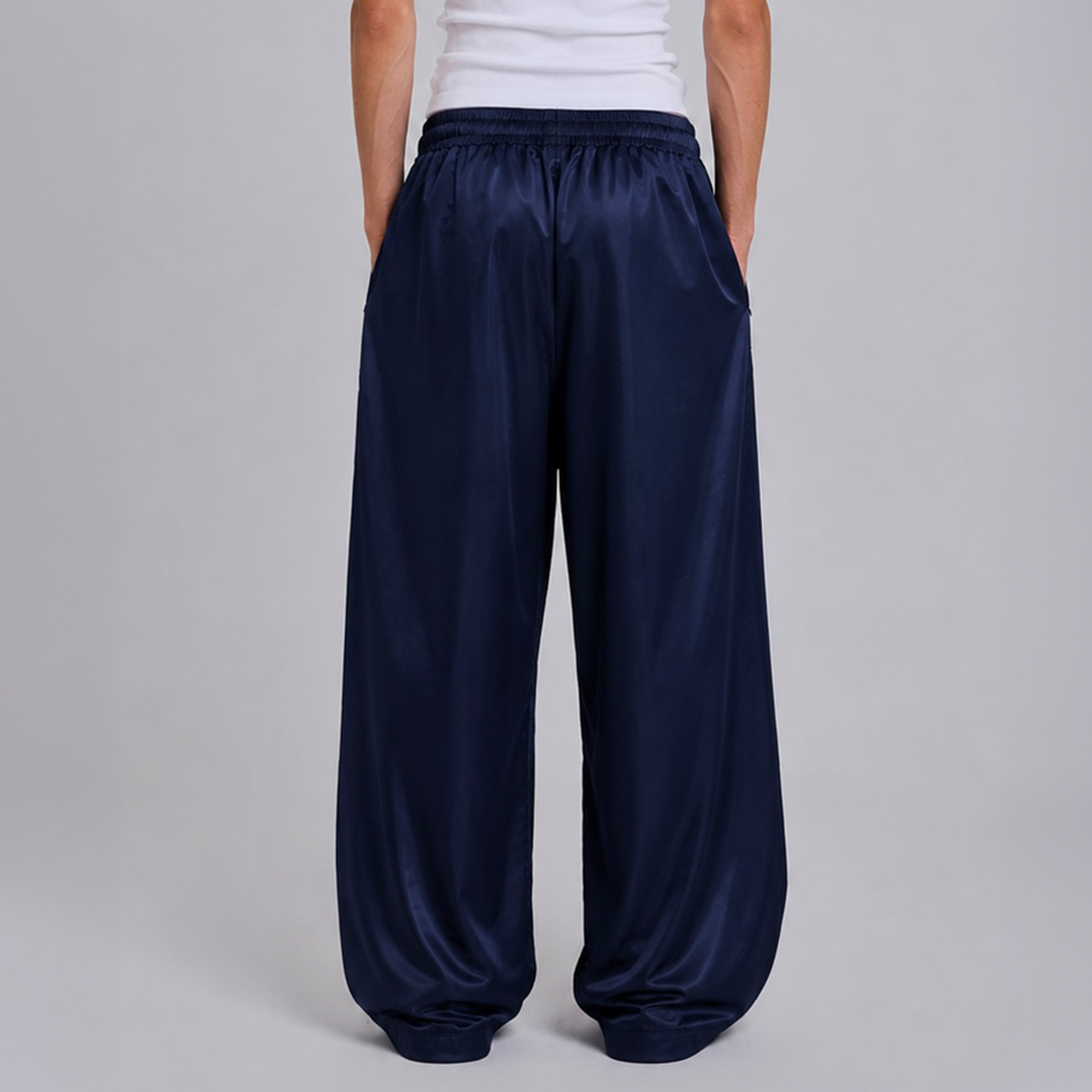 NOVACAM Satin Draped Embroidered Graphic Pants