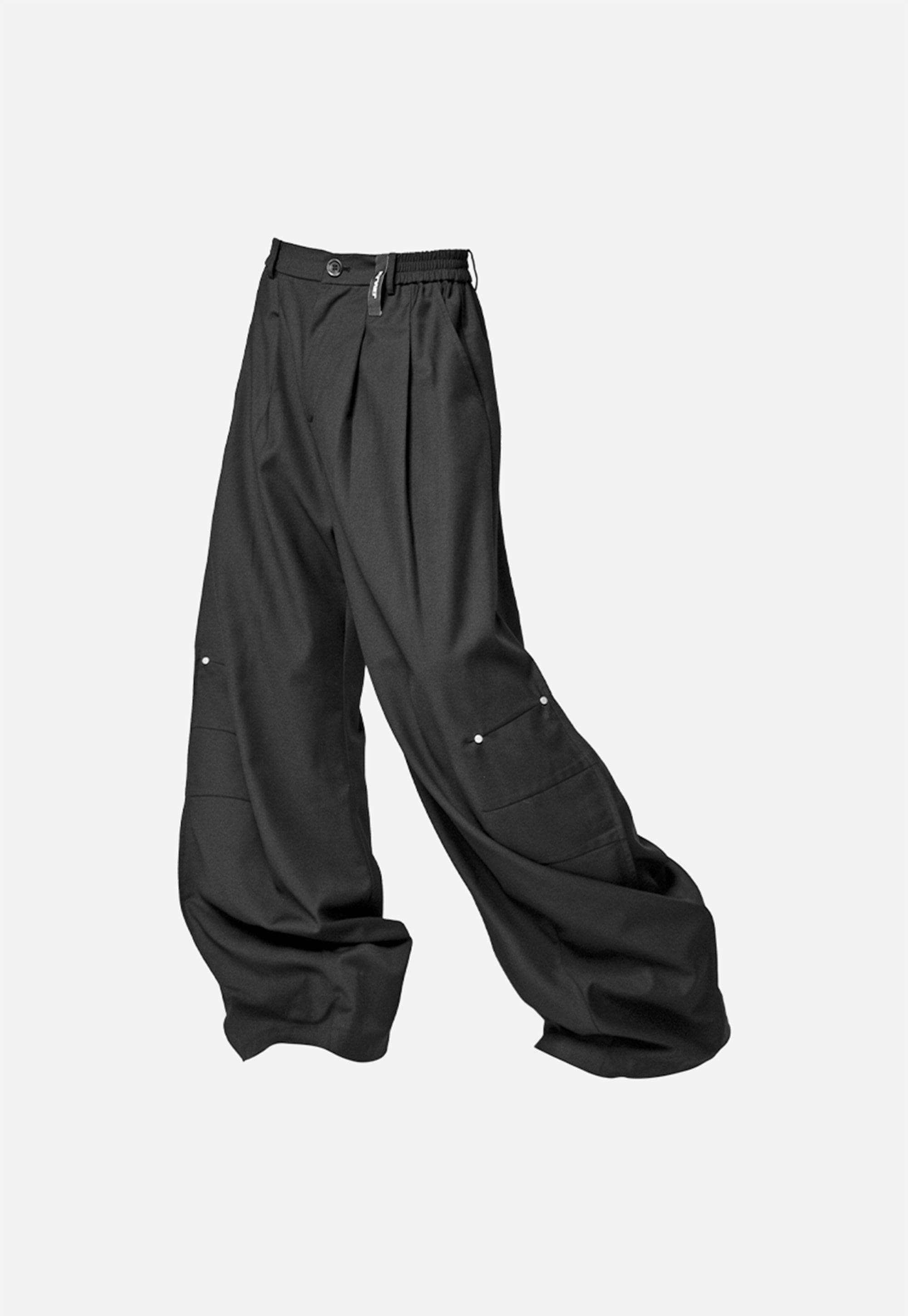 RELABEL Modern Crinkled Rivet Pants, premium urban and streetwear designers apparel on PROJECTISR.com, RELABEL