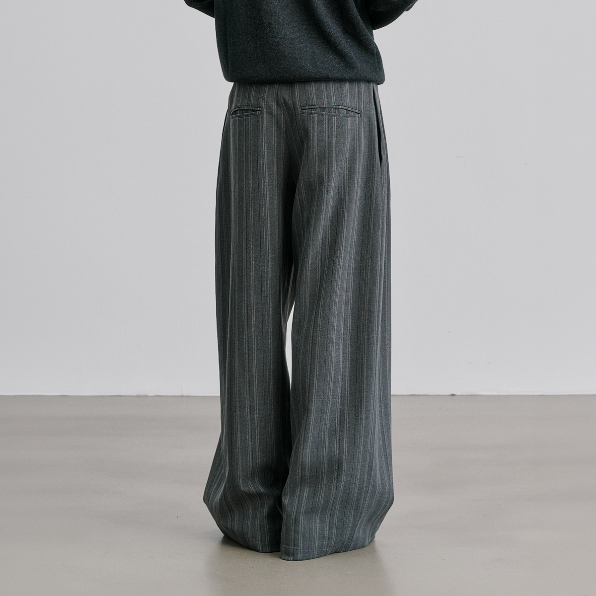 CATSSTAC Striped Belted Button Fly Wide-Leg Trousers