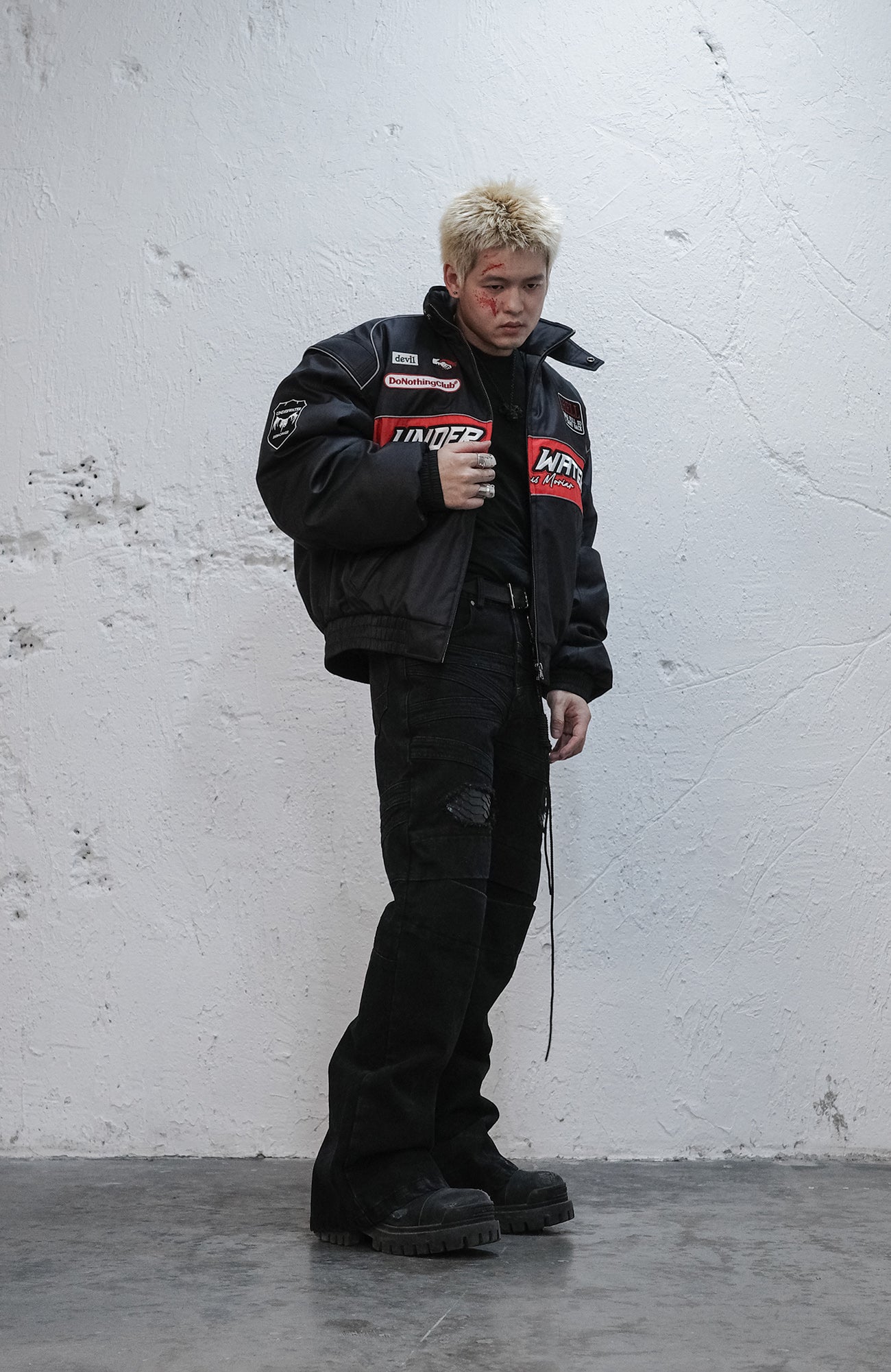 UNDERWATER Serpent Skin Distressed Jeans