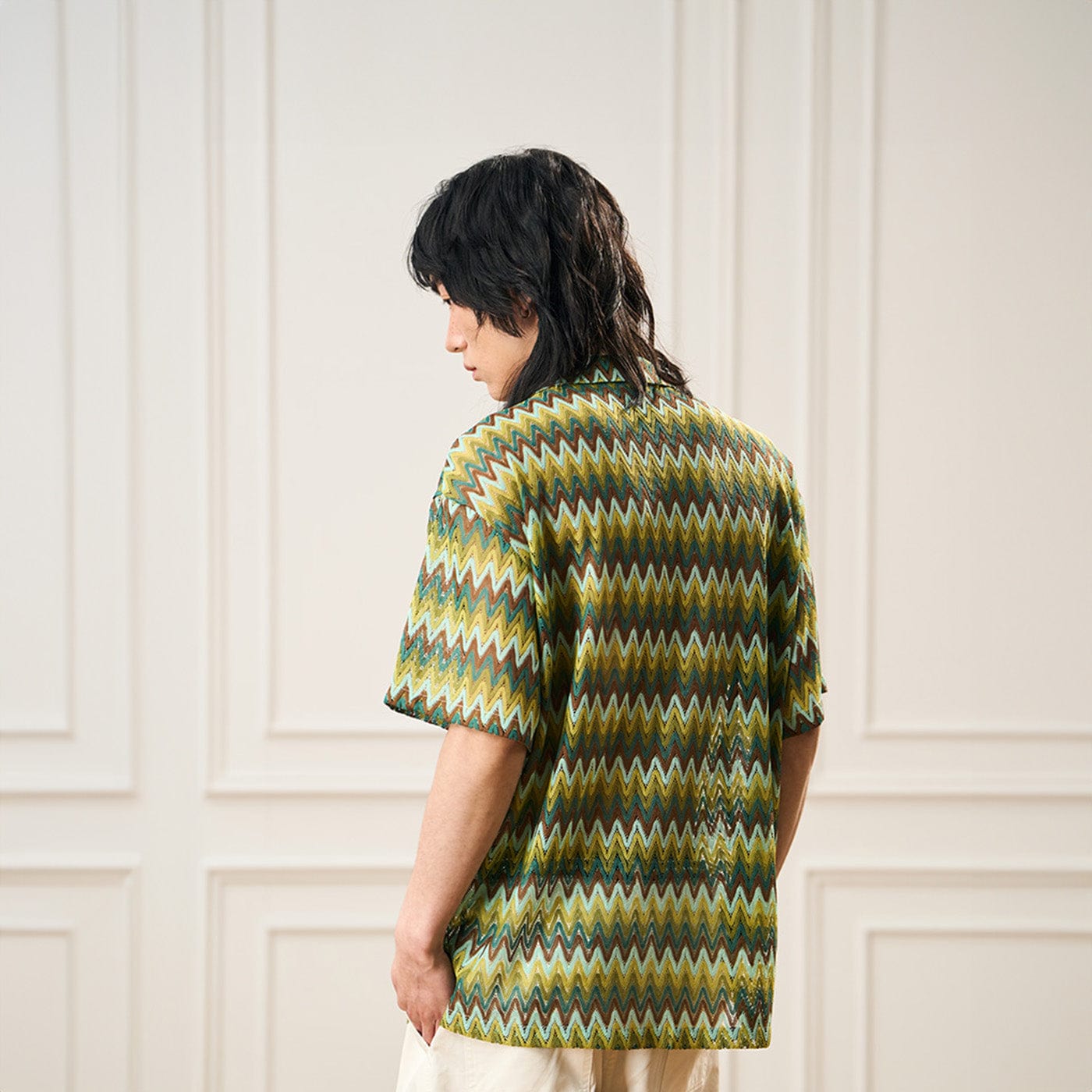EPIC POETRY Geometric Ripple Knitted Half Shirt Watermelon, premium urban and streetwear designers apparel on PROJECTISR.com, EPIC POETRY