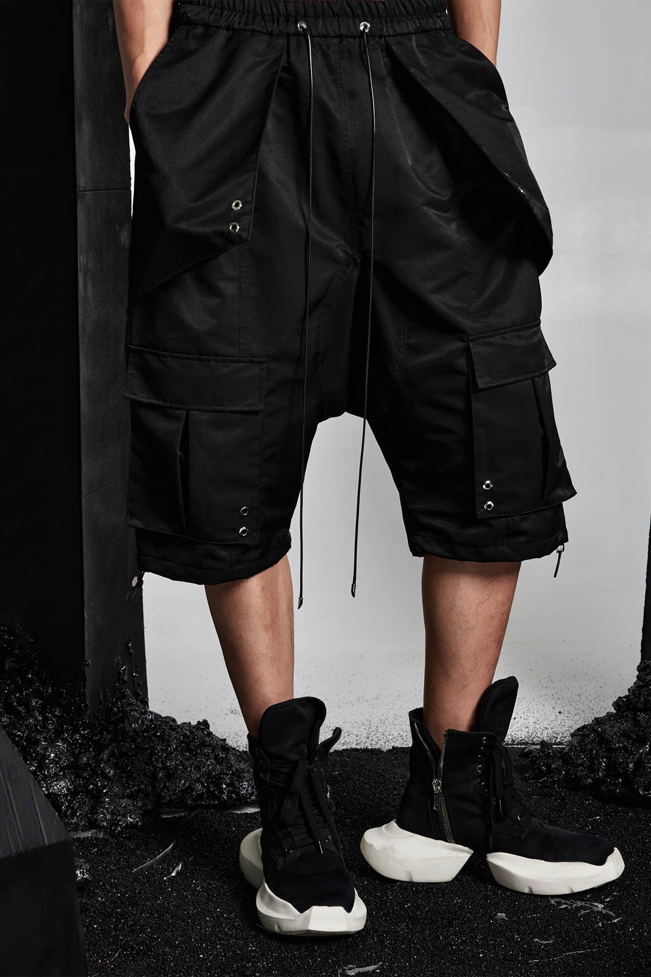 SSIN7 Multi-Pocket Satin Drawstring Shorts, premium urban and streetwear designers apparel on PROJECTISR.com, SSIN7