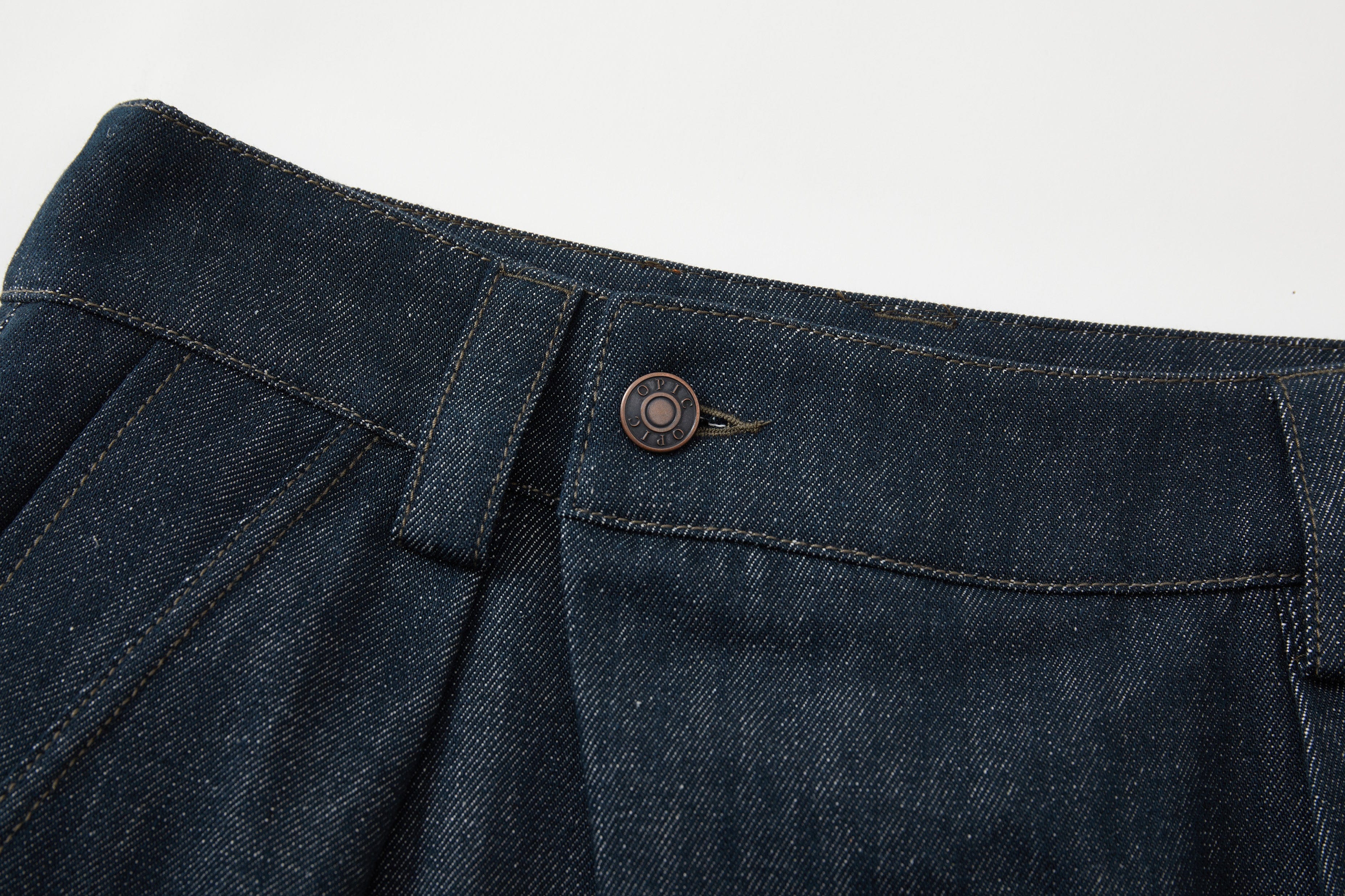 OPICLOTH Washed Asymmetric Fly Pleated Denim Shorts, premium urban and streetwear designers apparel on PROJECTISR.com, OPICLOTH