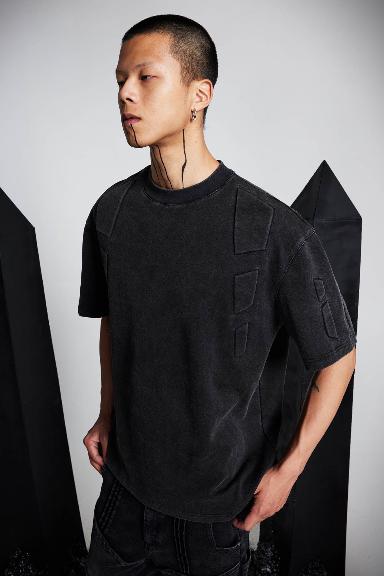 SSIN7 Armored Padded-Panel Washed T-Shirt, premium urban and streetwear designers apparel on PROJECTISR.com, SSIN7
