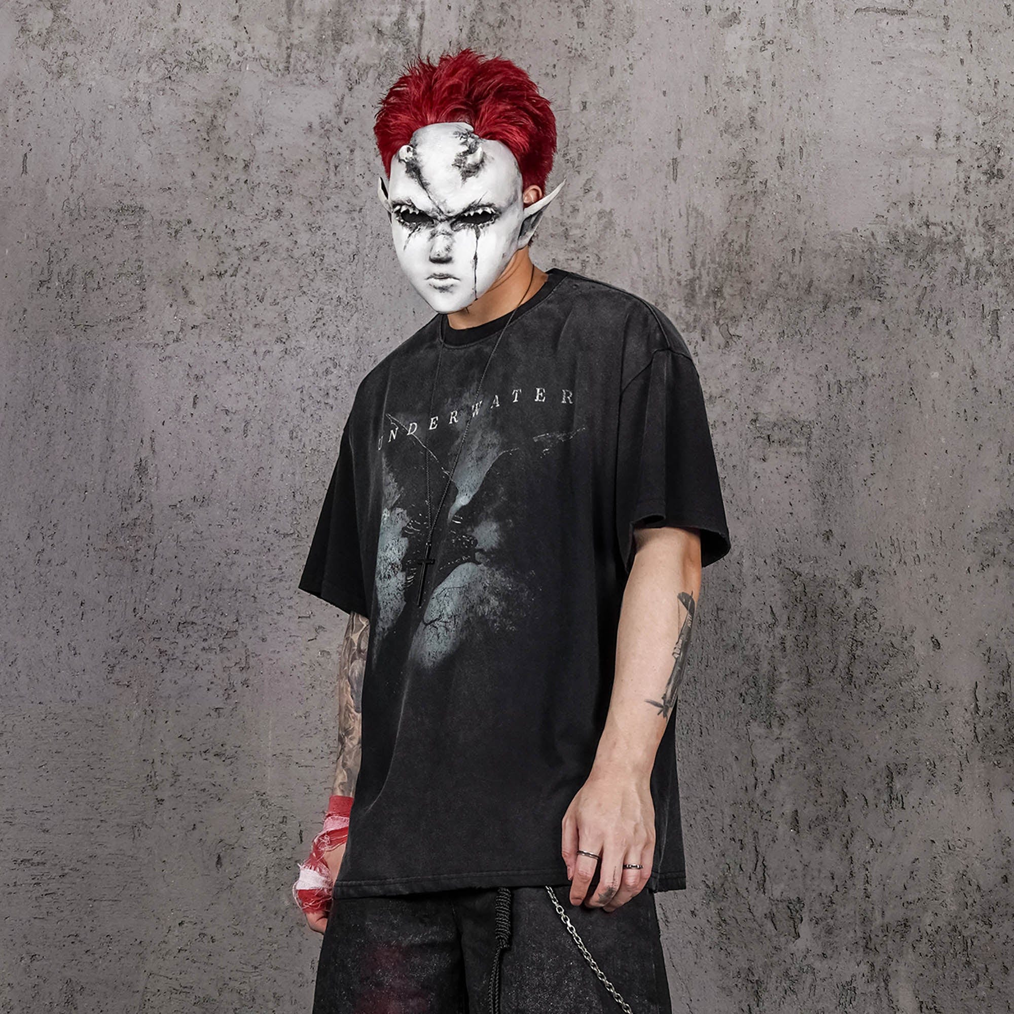 UNDERWATER The Dark Raven Distressed T-Shirt, premium urban and streetwear designers apparel on PROJECTISR.com, UNDERWATER