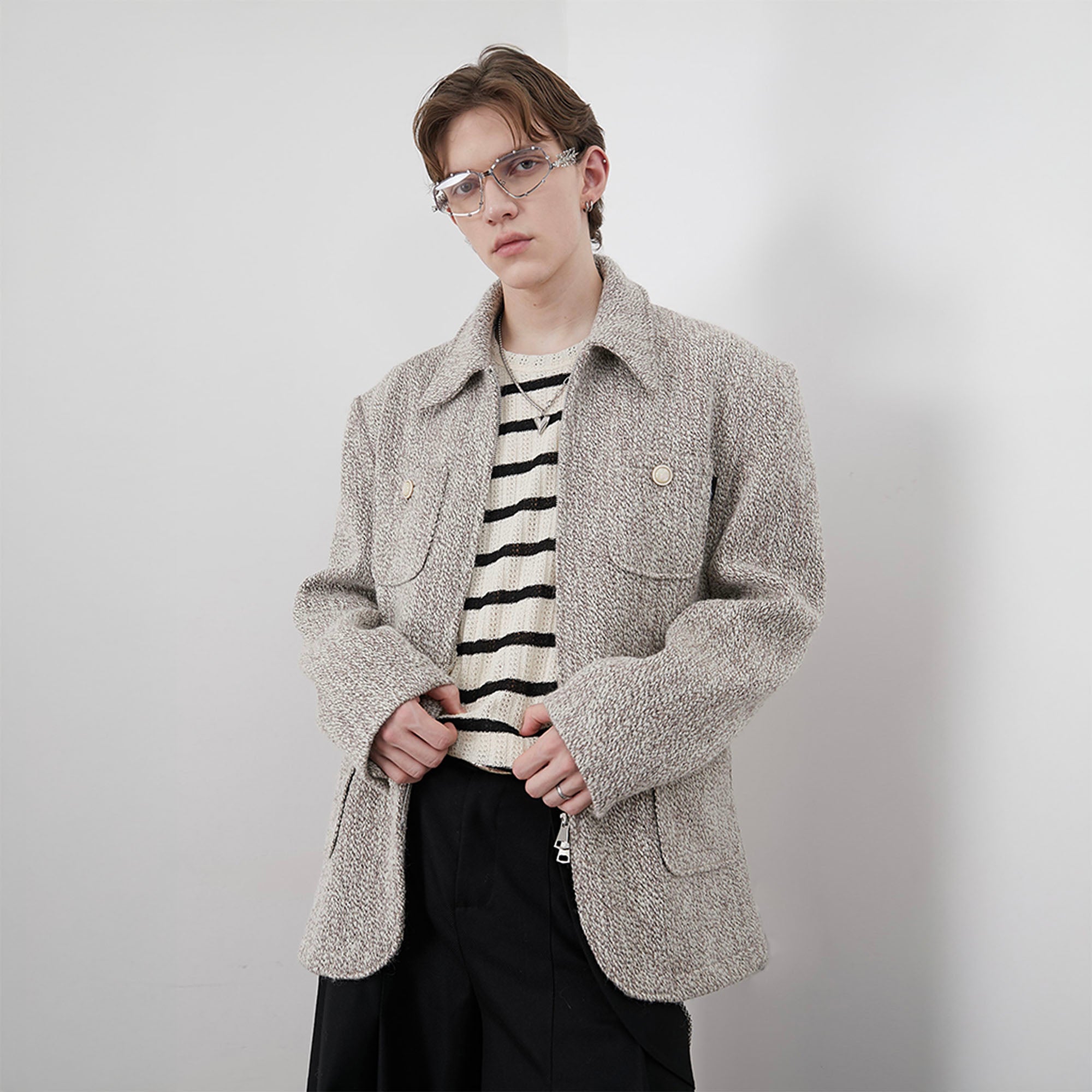 ASSEEN Wool-Blend Tweed Utility Jacket, premium urban and streetwear designers apparel on PROJECTISR.com, ASSEEN