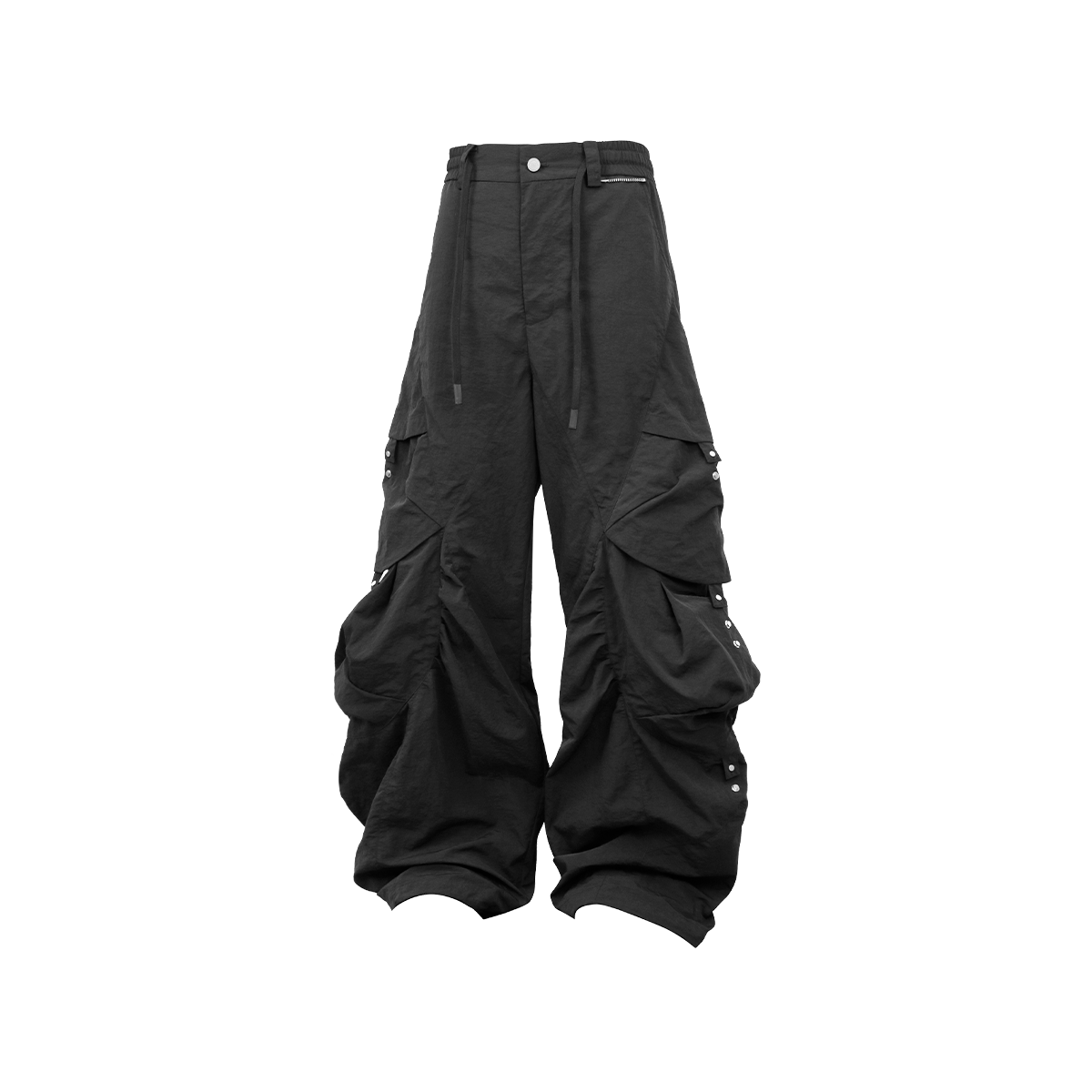 RELABEL Waterproof Nylon Drawstring Oversized Cargo Black, premium urban and streetwear designers apparel on PROJECTISR.com, RELABEL