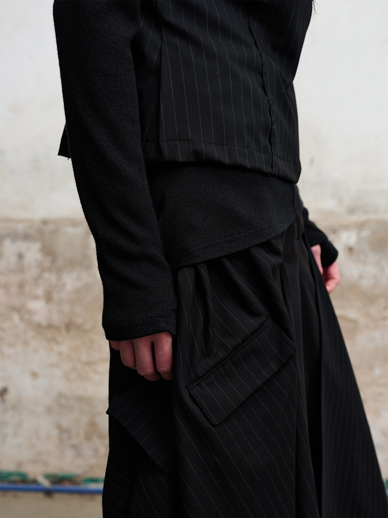 ILNya Nieternite Nifutur Paneled Pinstripe Drape Neck Vest