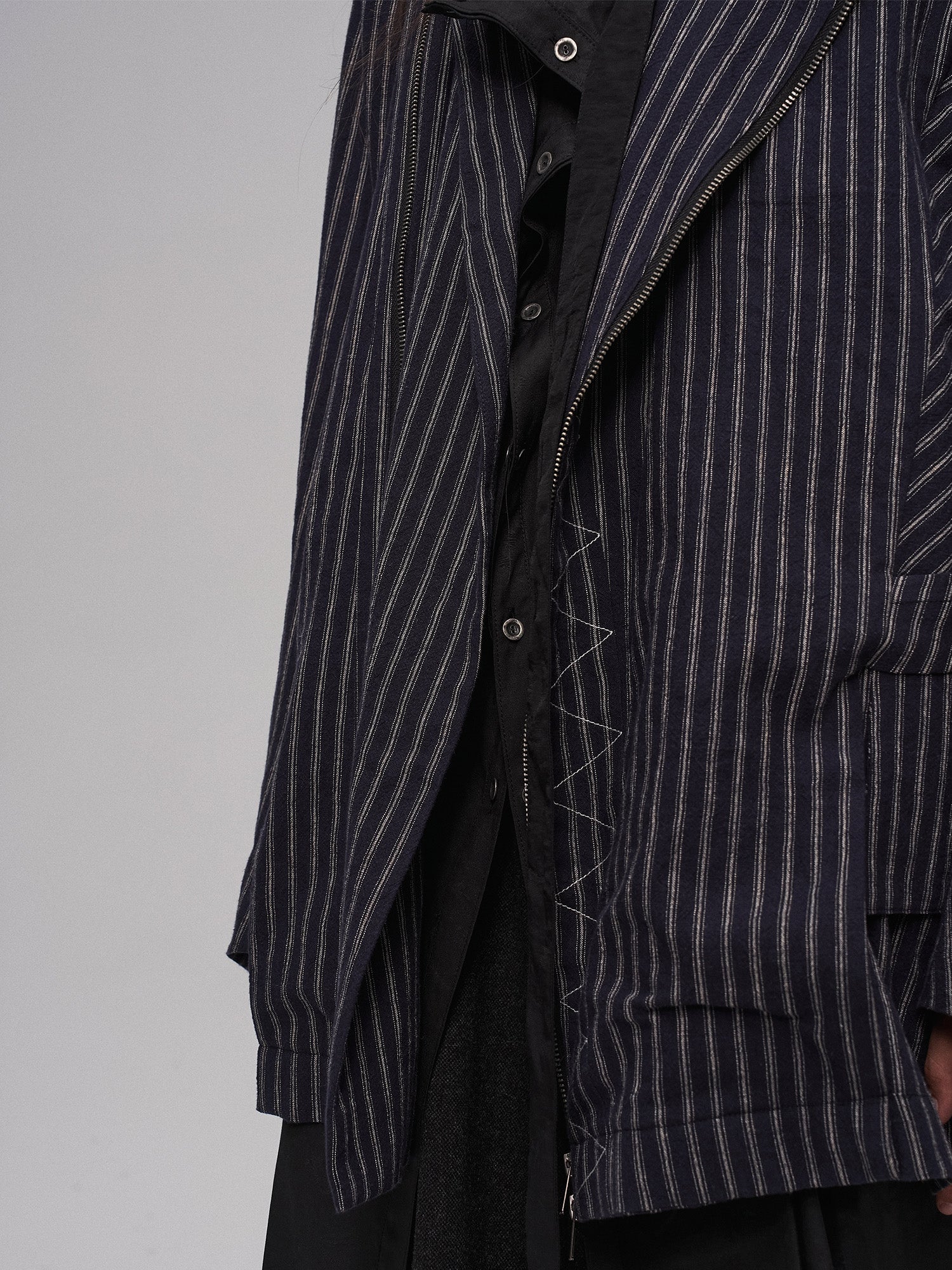 ILNya Nieternite Nifutur Deconstructed Stripe Panel Layered Jacket