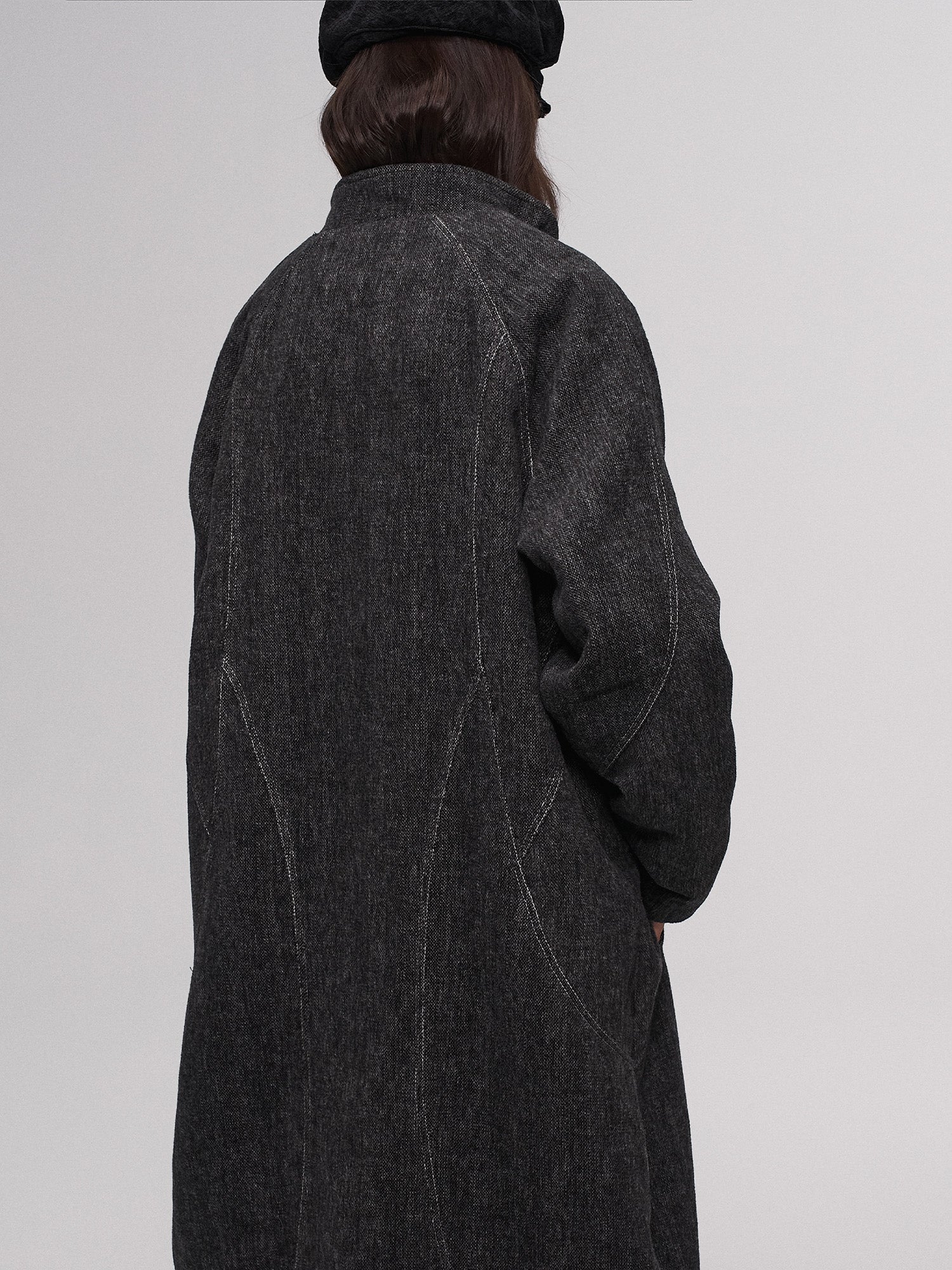 ILNya Nieternite Nifutur Minimal Wool-Blend Seam-Panel Long Coat