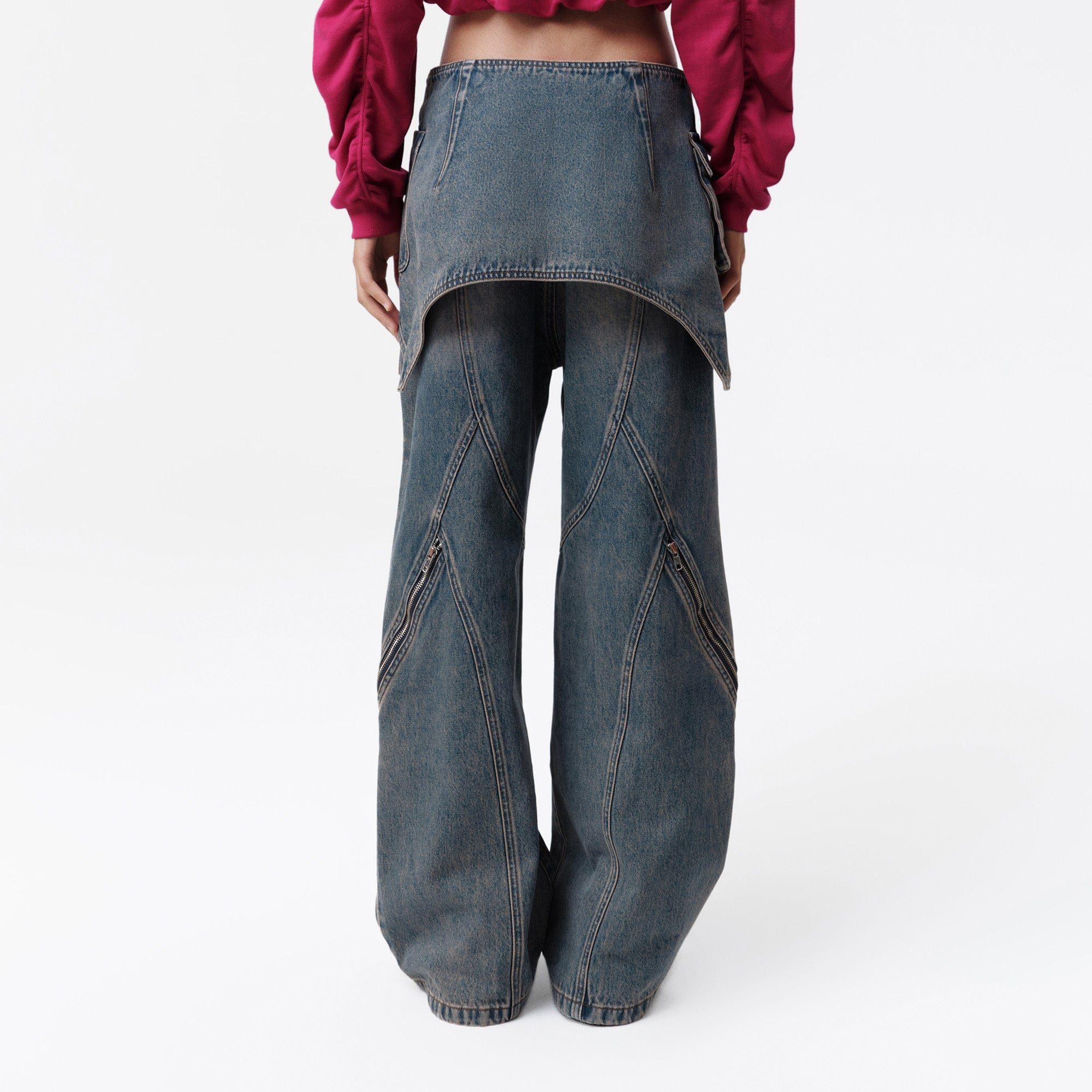 VANN VALRENCE Detachable Overlay Structural Panel Zip Jeans