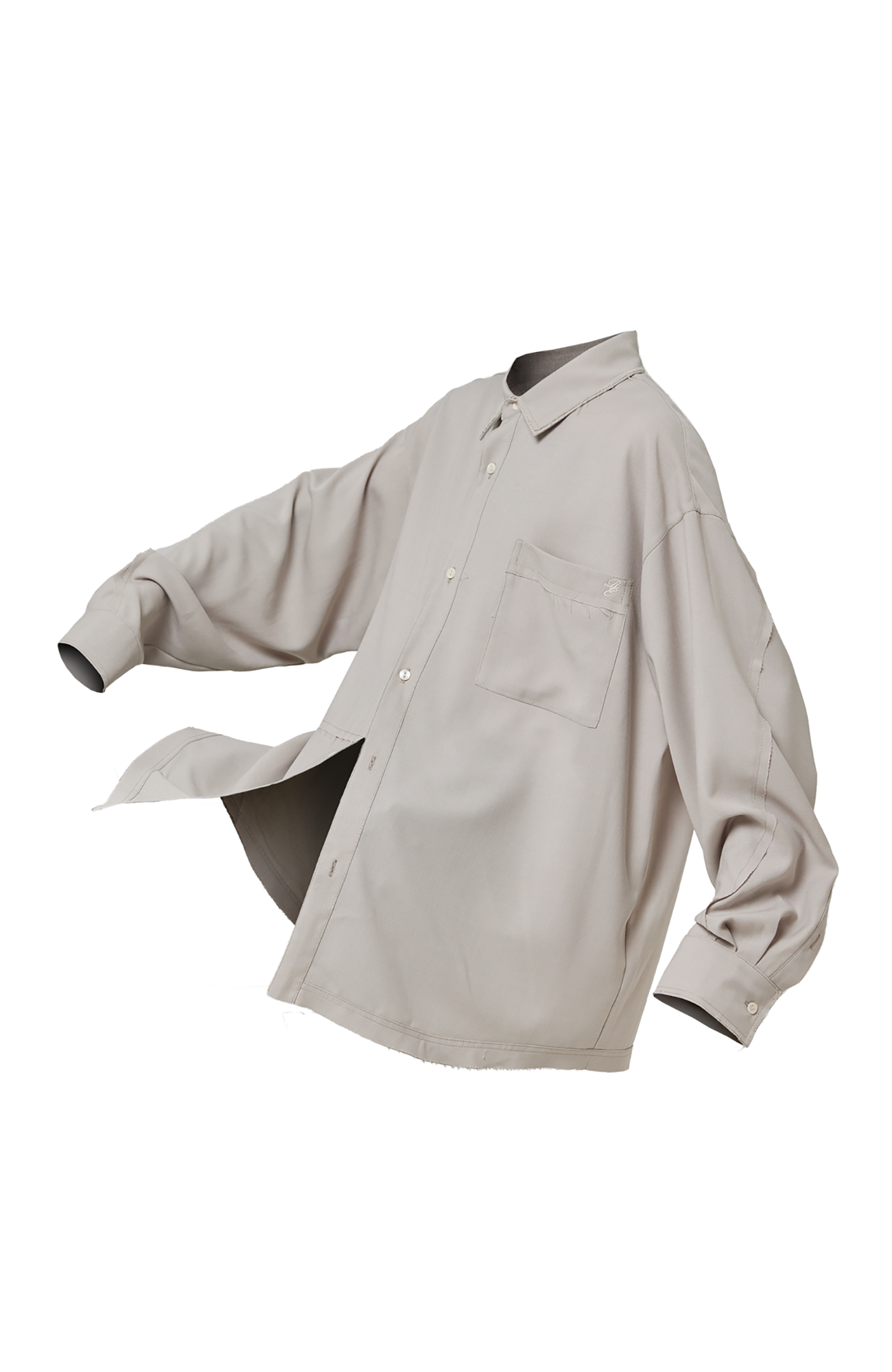 RELABEL Linen Blend Frayed Hem Shirt