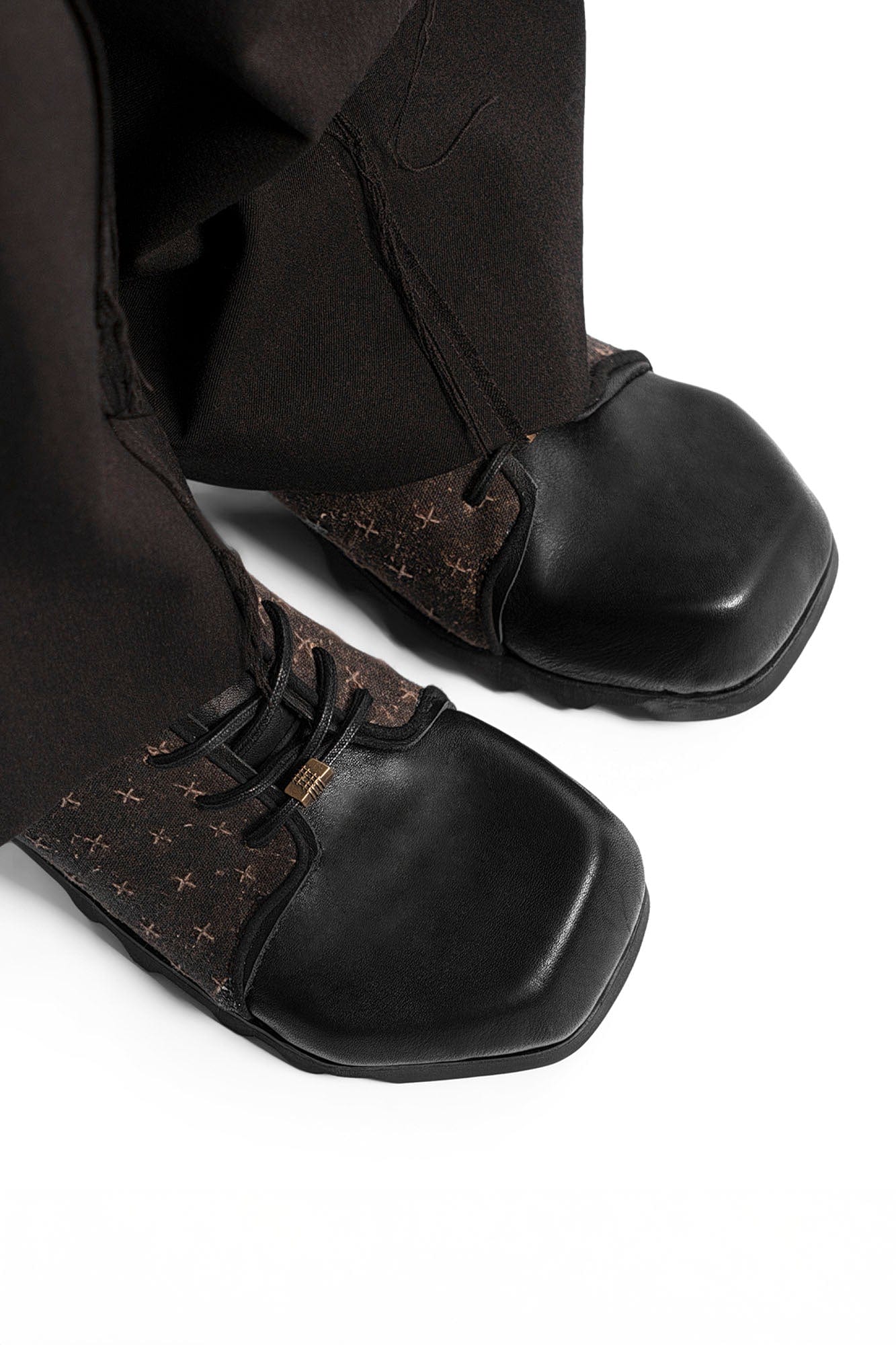 REWRITE Silk Panel Square-Toe Derby Shoes, premium urban and streetwear designers apparel on PROJECTISR.com, REWRITE
