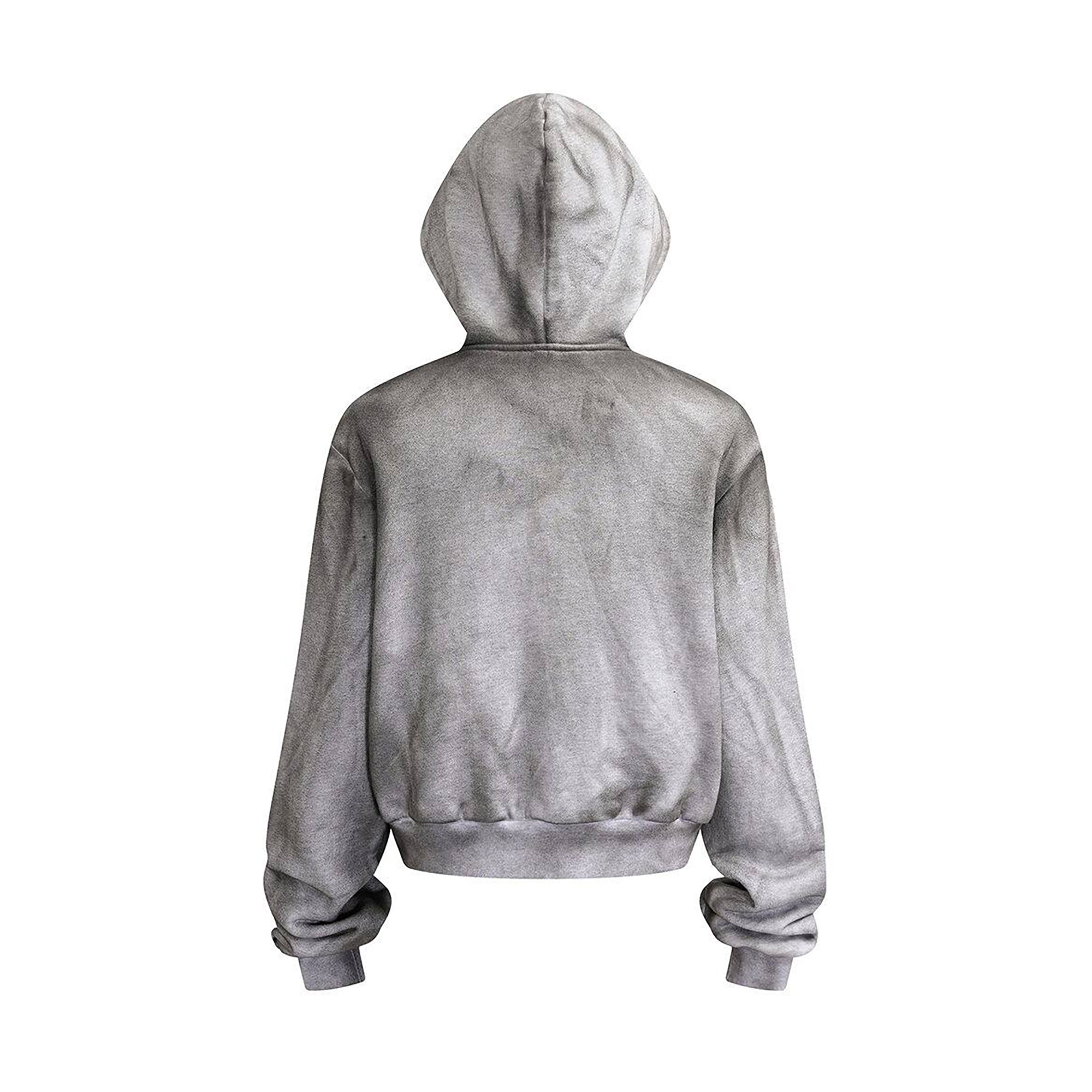 REBEL WAVE Dirty Wash Cross Graphic Zip-Up Hoodie