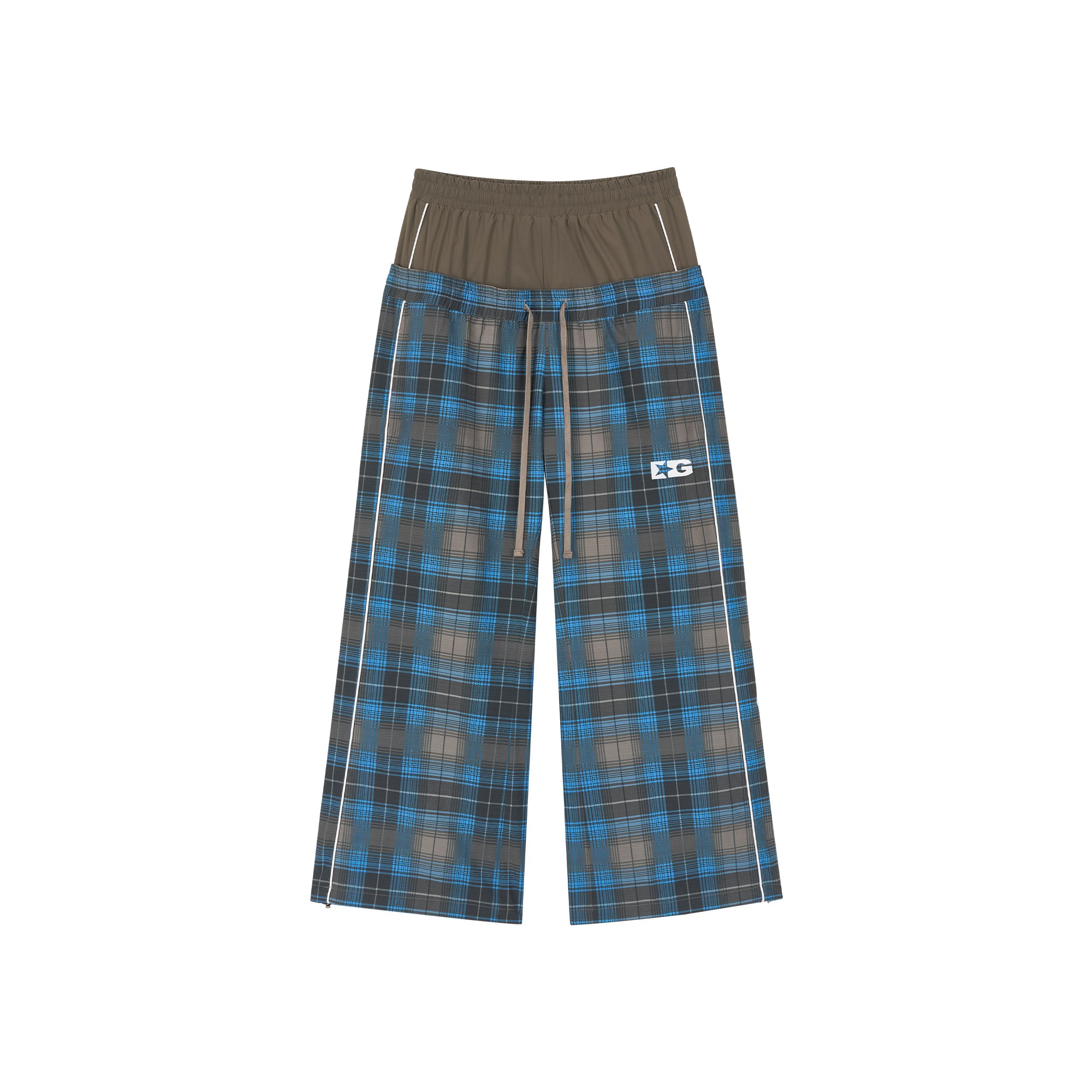 SAVAGEGROWTHWORLD Plaid Double-Waistband Straight-Leg Pants, premium urban and streetwear designers apparel on PROJECTISR.com, SAVAGEGROWTHWORLD