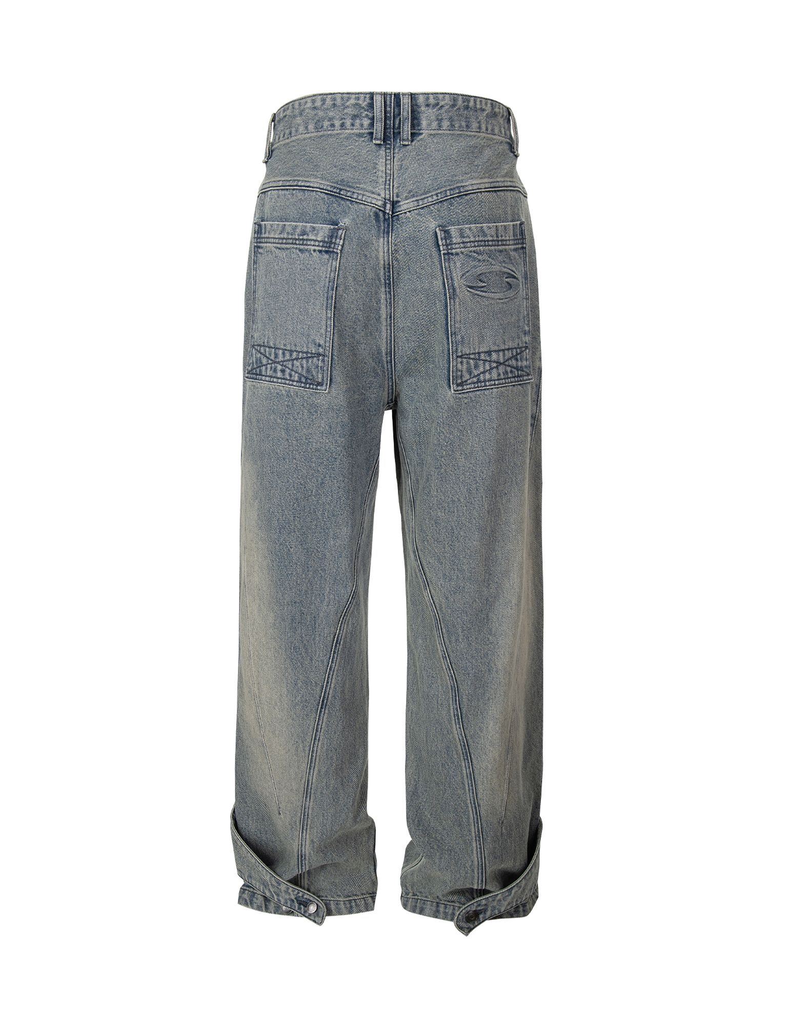 F2CE Washed Panel Adjustable-Hem Denim Pants, premium urban and streetwear designers apparel on PROJECTISR.com, F2CE