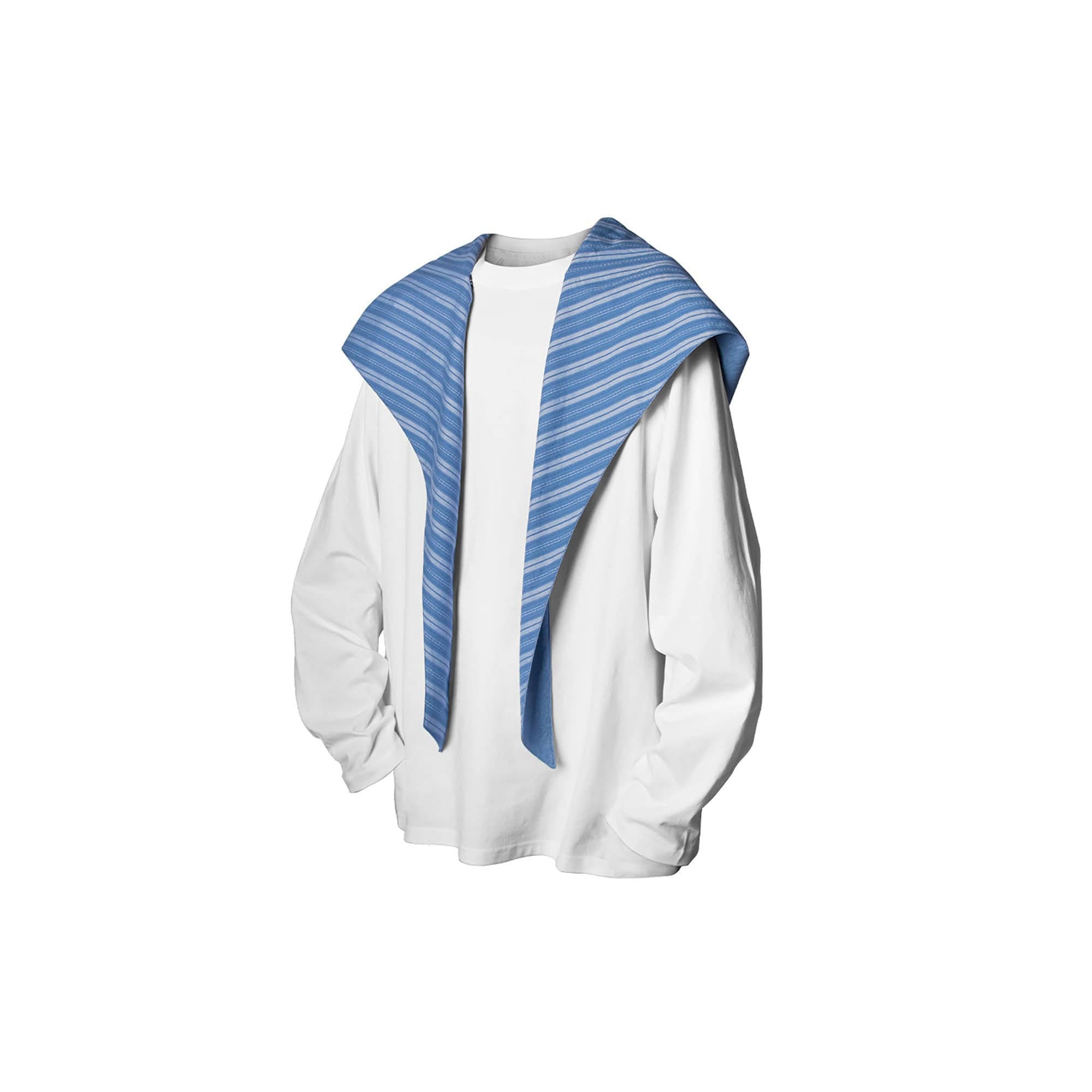 RELABEL Detachable Hood Long-Sleeve Tee White, premium urban and streetwear designers apparel on PROJECTISR.com, RELABEL