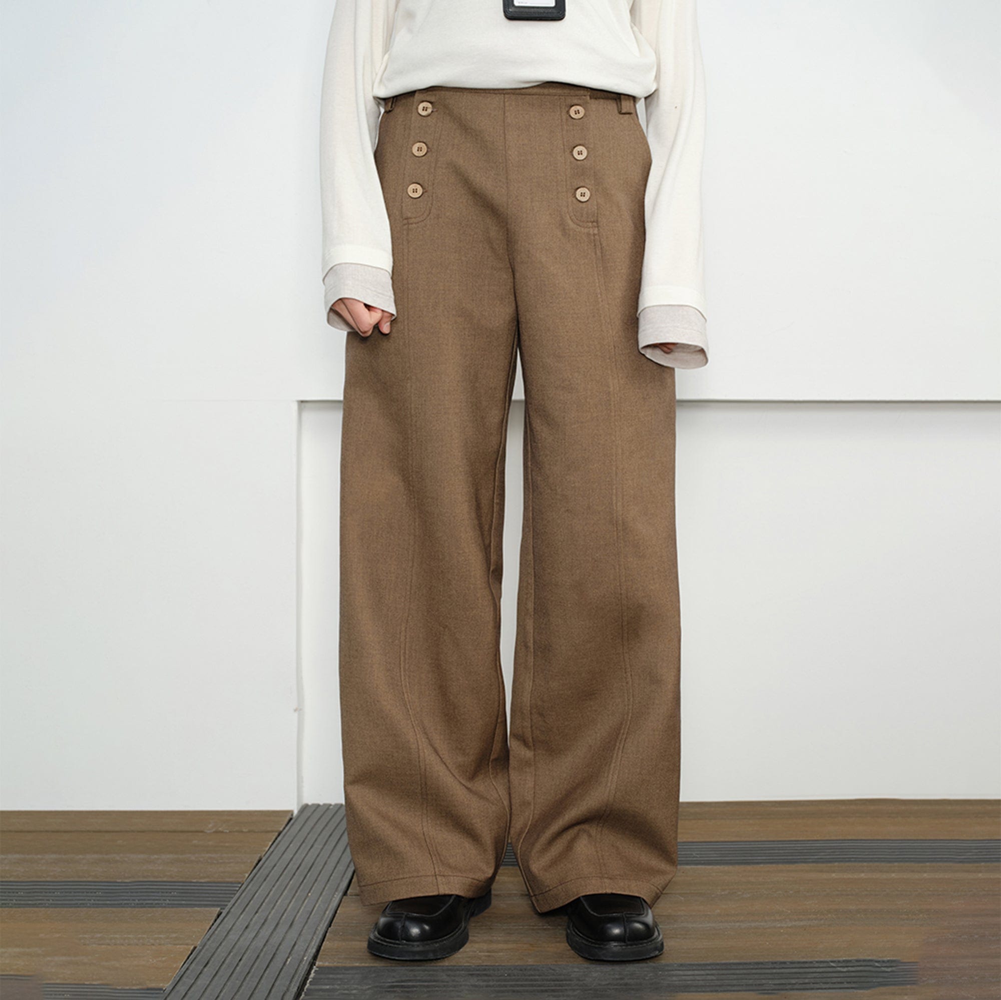 KREATE Double-Breasted Wide-Leg Trousers, premium urban and streetwear designers apparel on PROJECTISR.com, KREATE